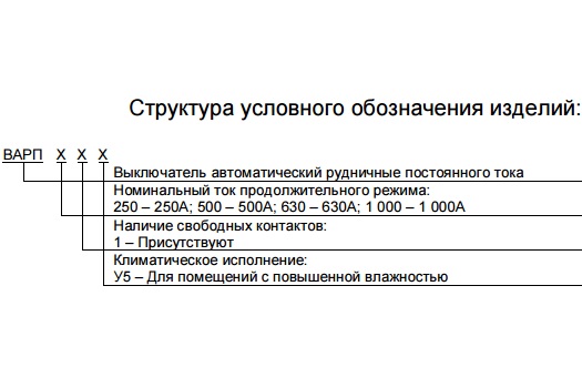 ВАРП выключатель автоматический рудничный