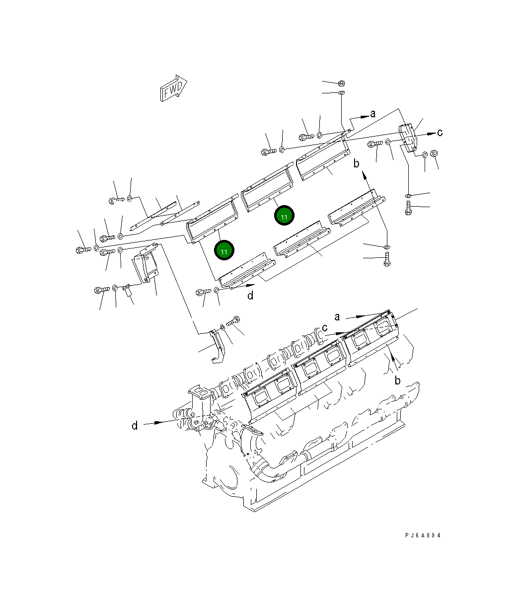 Крышка 6166-11-7340  Komatsu