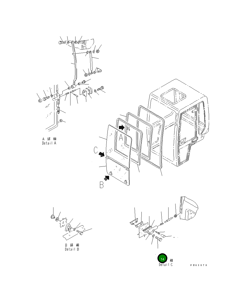 Болт PZF801014068  Komatsu