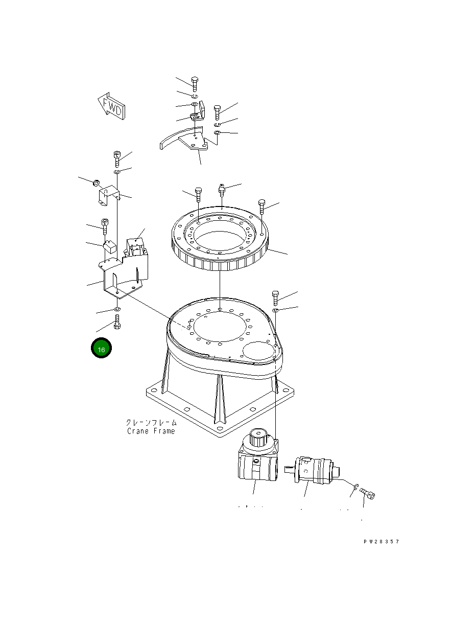 Болт MH21019-10025  Komatsu