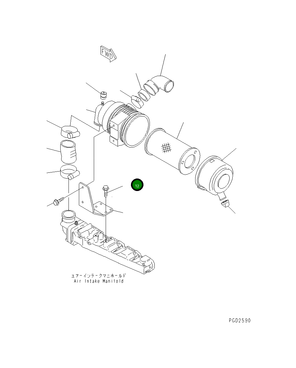 Болт YM26106-080182  Komatsu