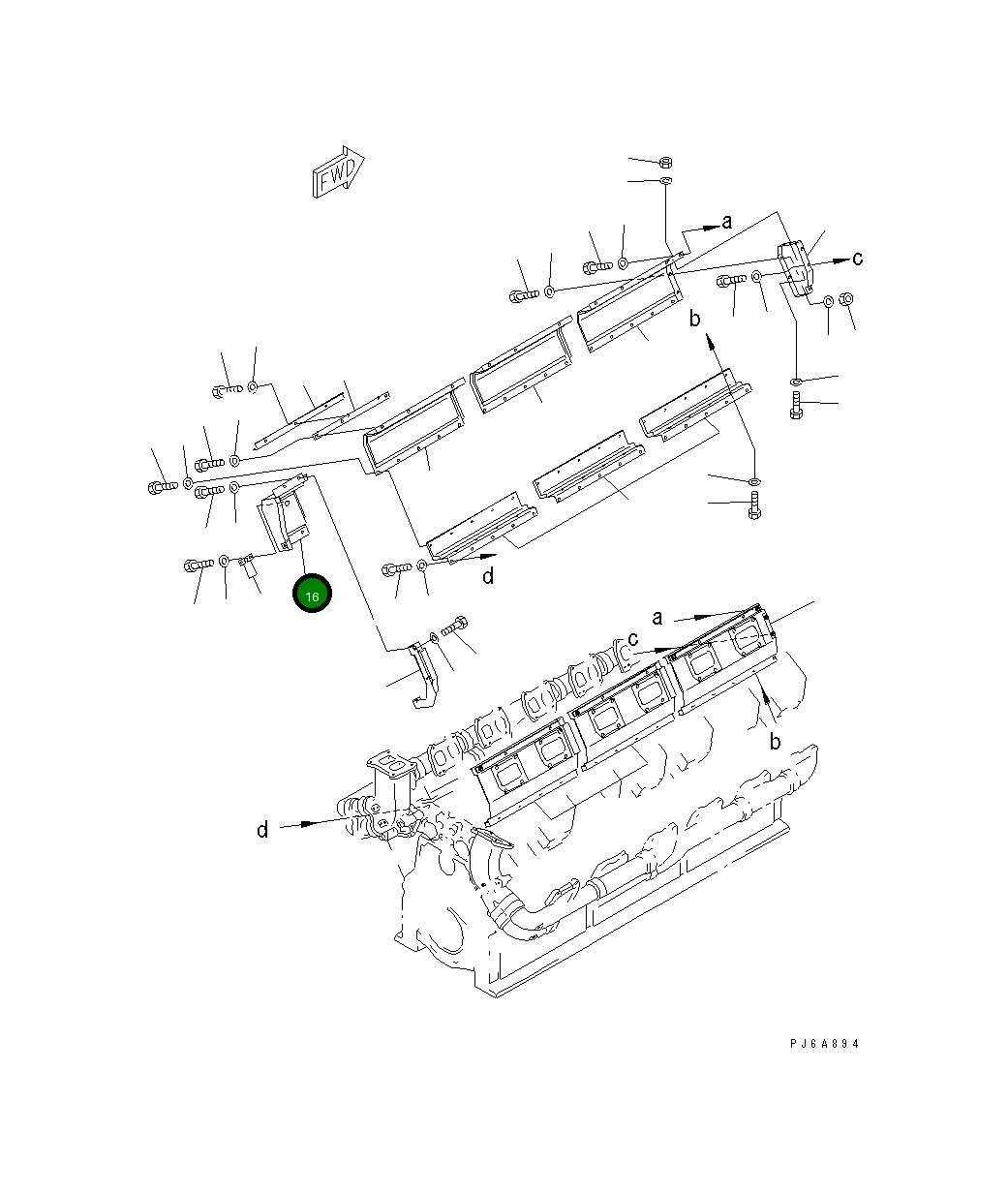 Крышка 6166-11-7360  Komatsu