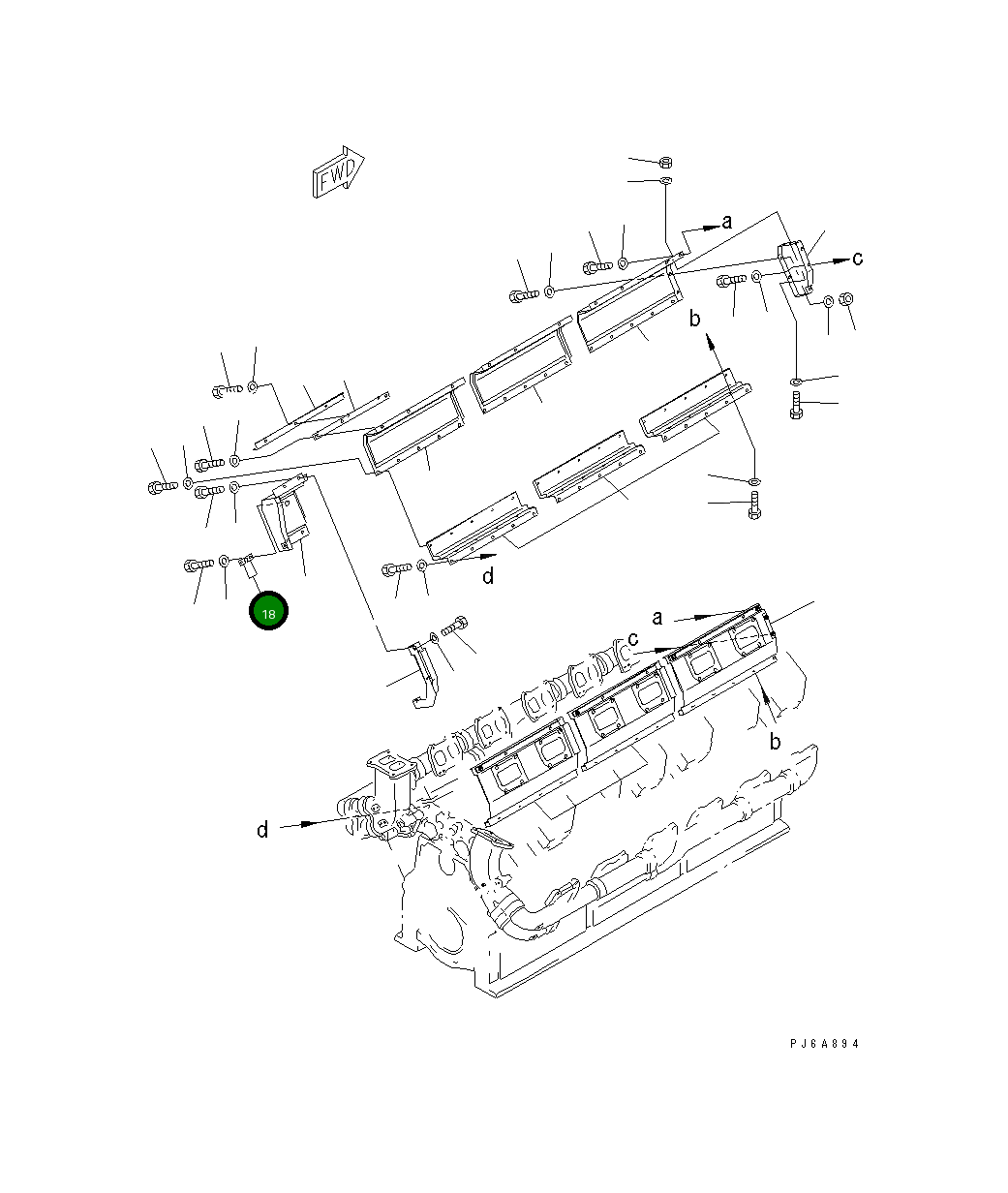 Крышка 6166-11-7390  Komatsu
