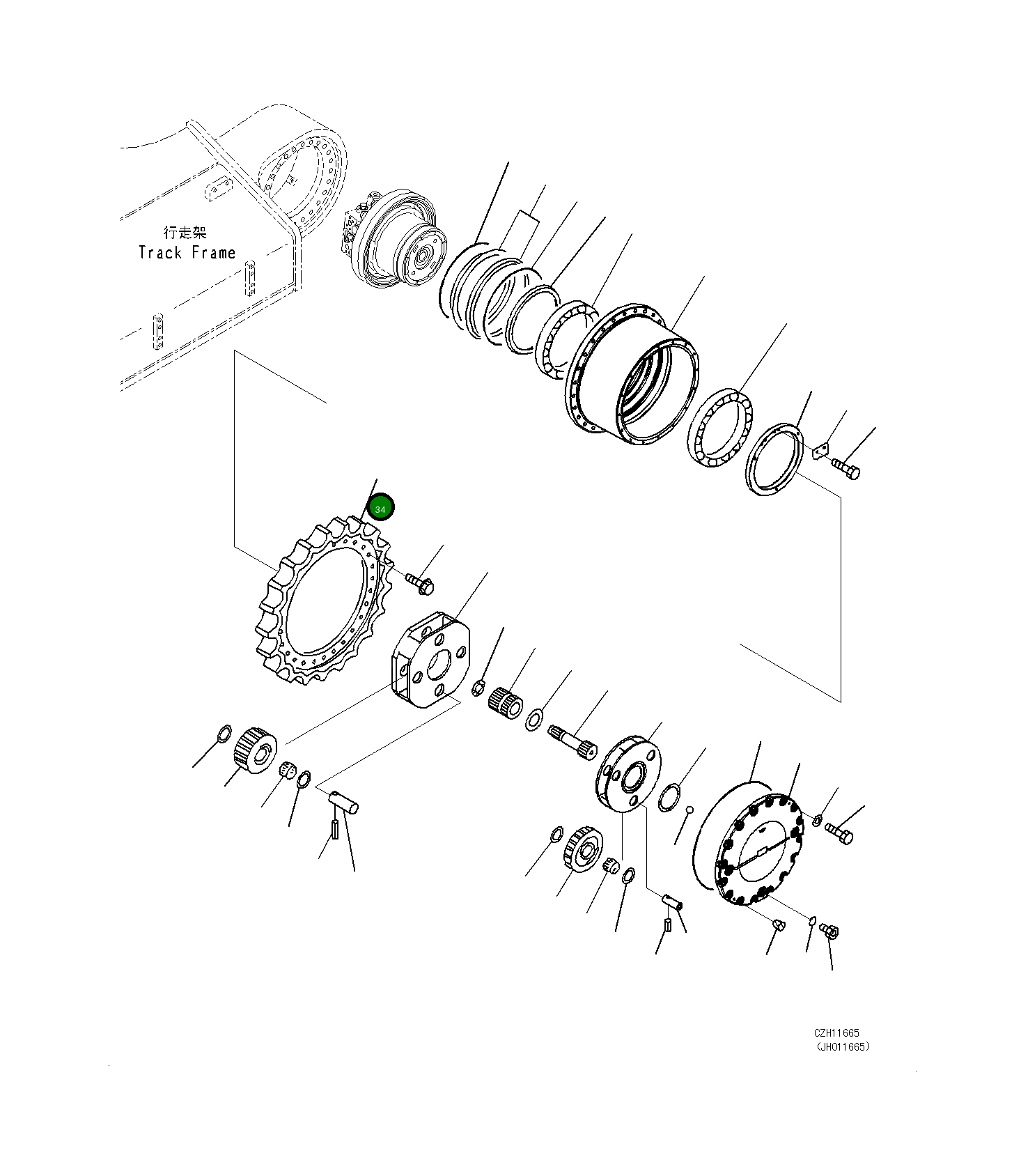 Ведущая звезда 208-27-61210 Komatsu