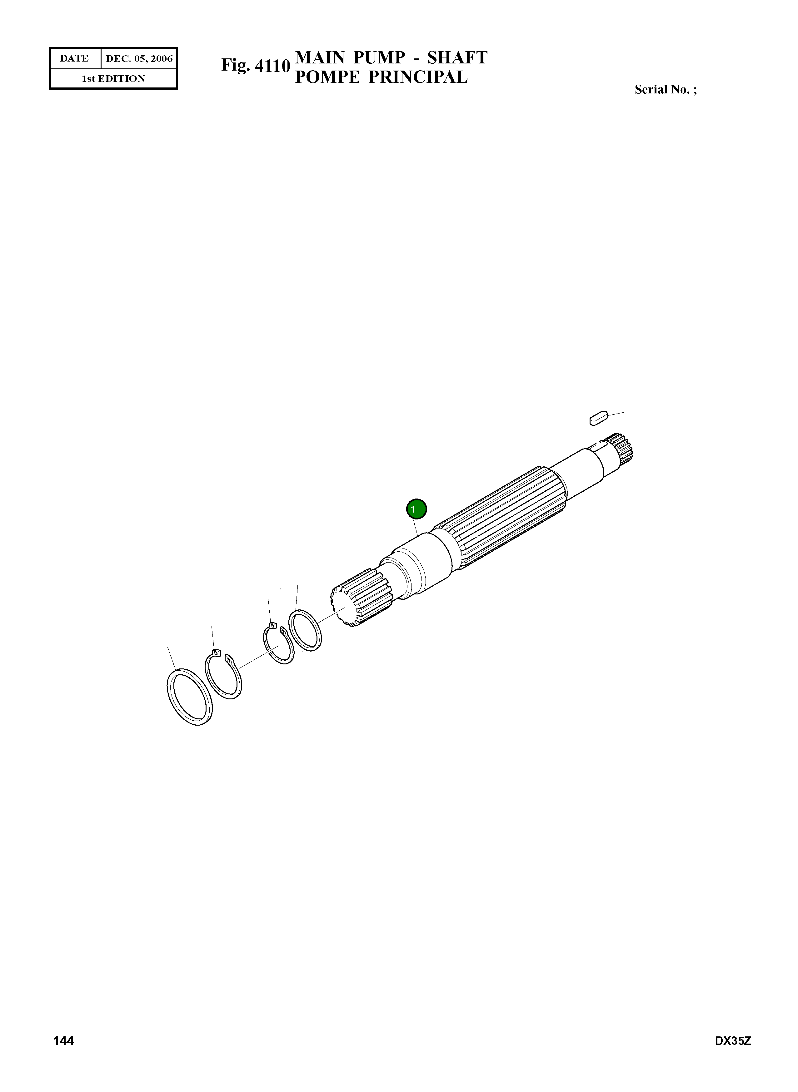 Вал K9003848 Komatsu