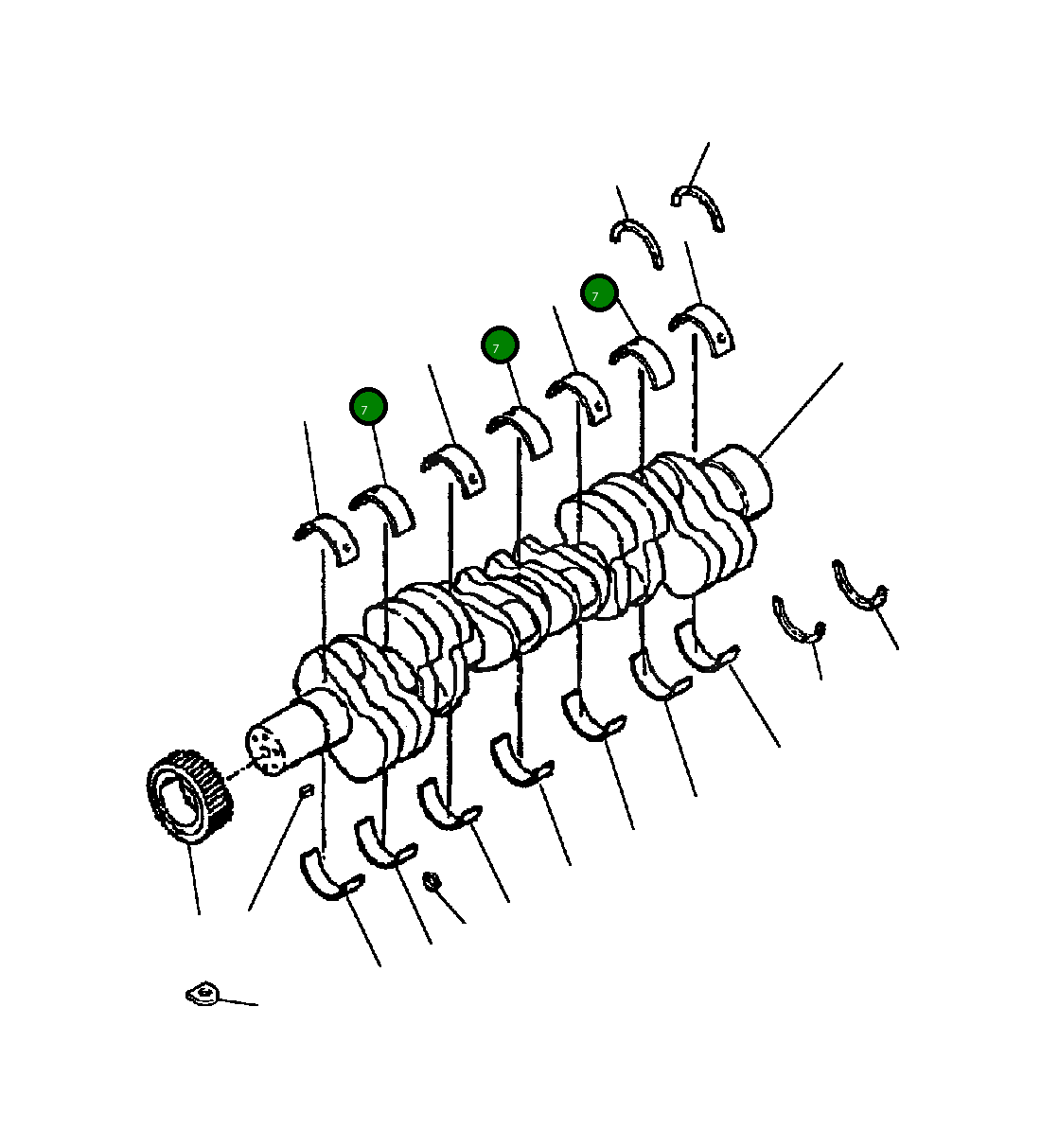 Верхний коренной подшипник 2, 4 и 6 1239 423 H1 Komatsu