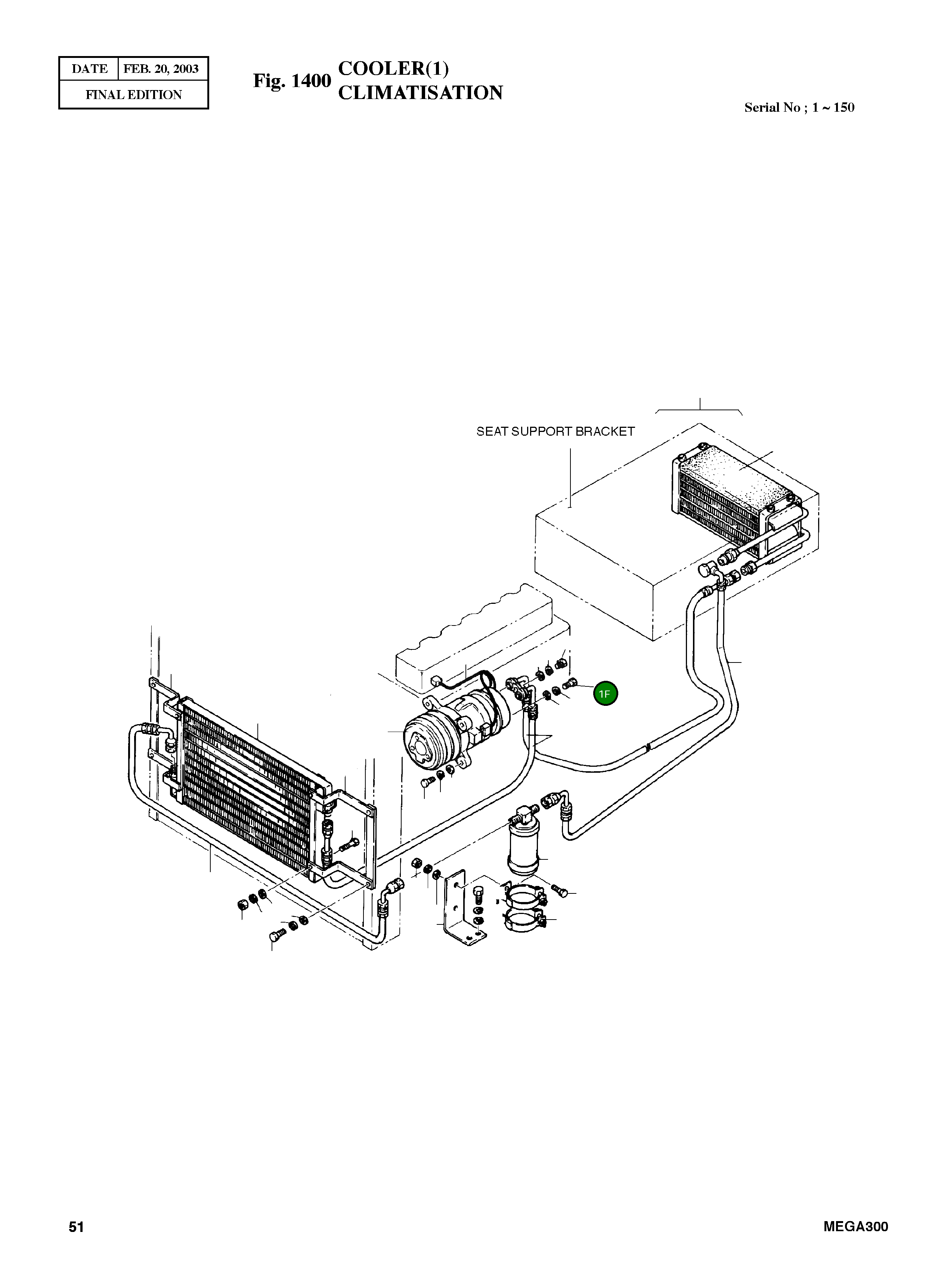 Болт M8X1.25X25 S0509003 Komatsu