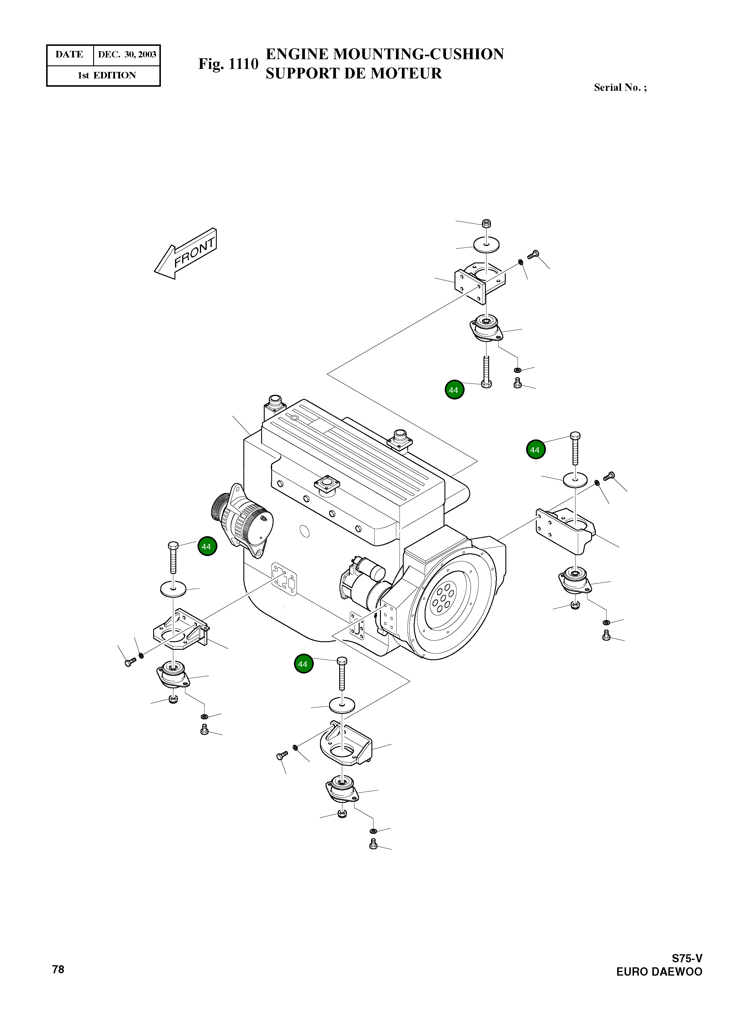 Болт M16X1.5X110 S0766466 Komatsu