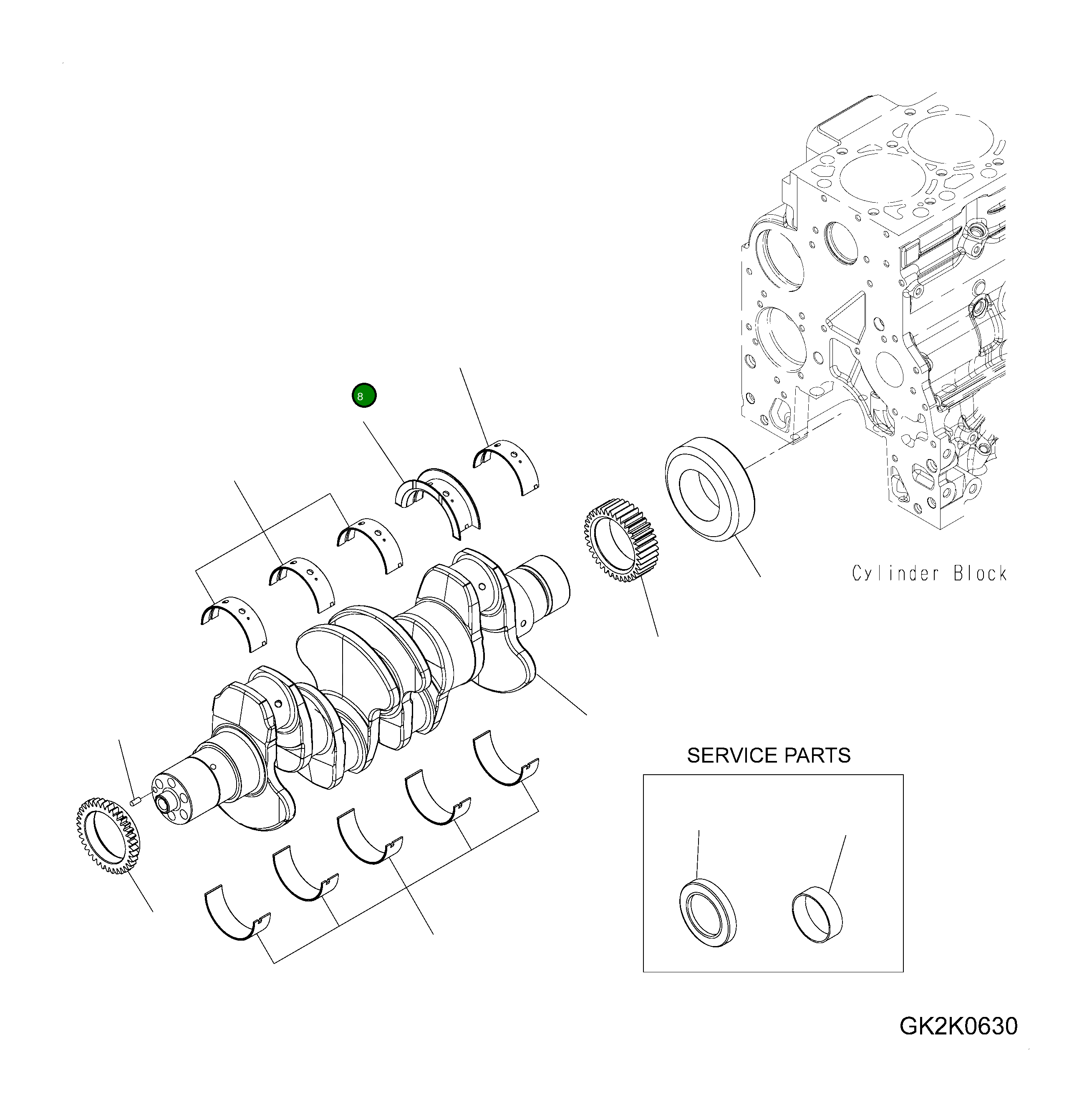 Верхний коренной подшипник 6754-32-1910 Komatsu