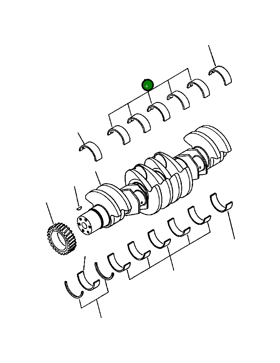 Верхний коренной подшипник №2,3,4,5,6 1238 674 H1 Komatsu