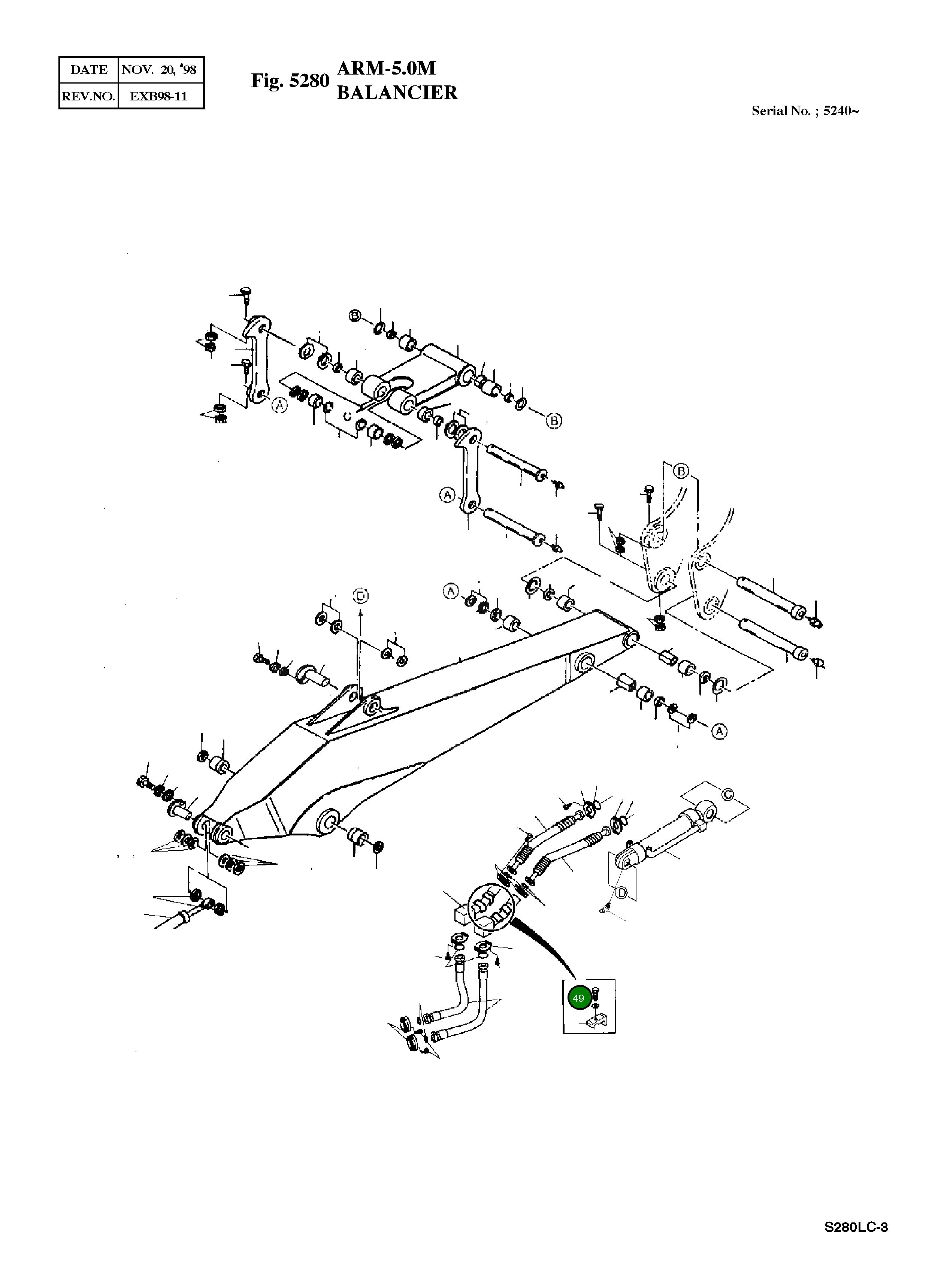 Болт M12X1.25X70 S0761153 Komatsu