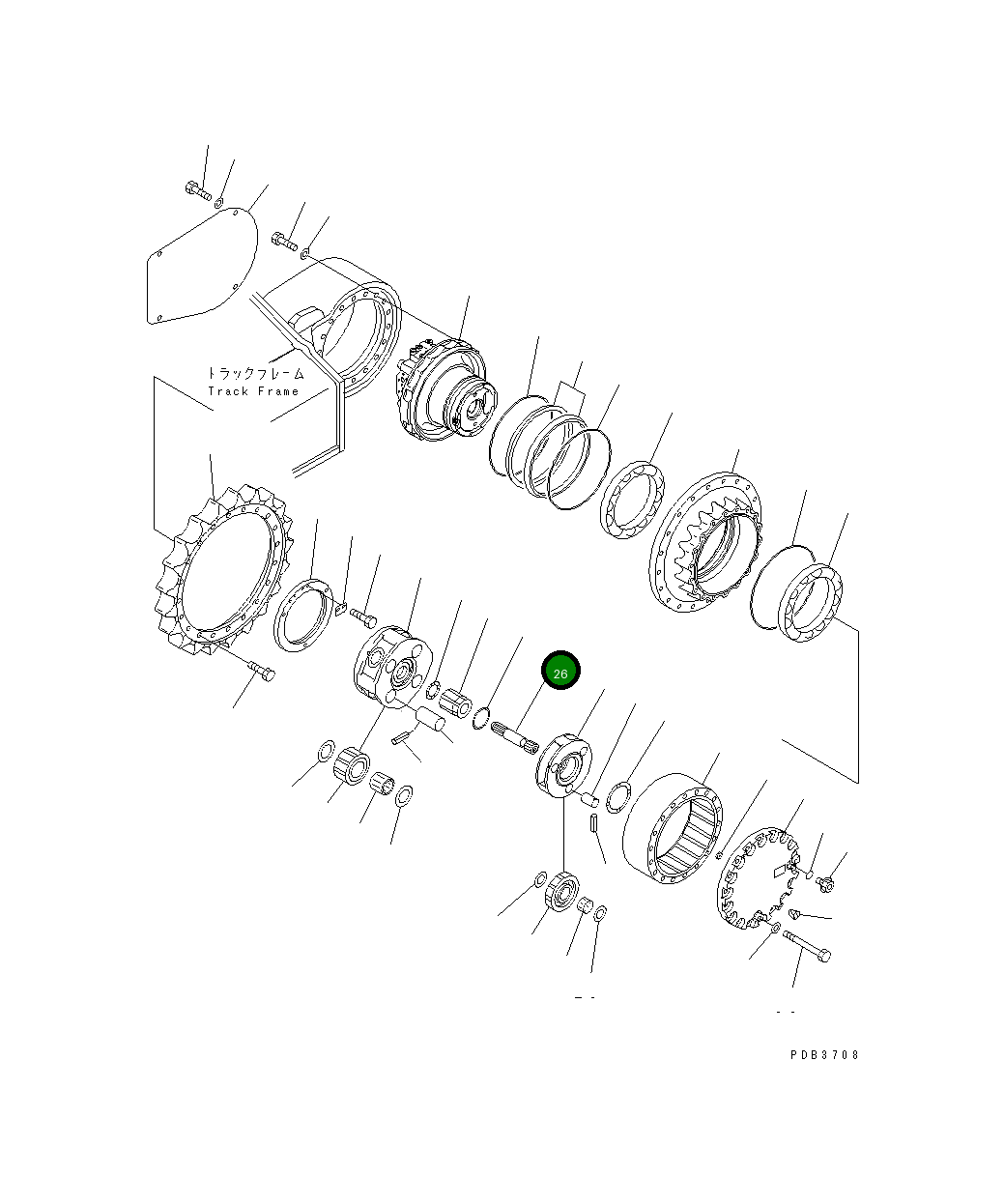 Вал 20Y-27-22110 Komatsu