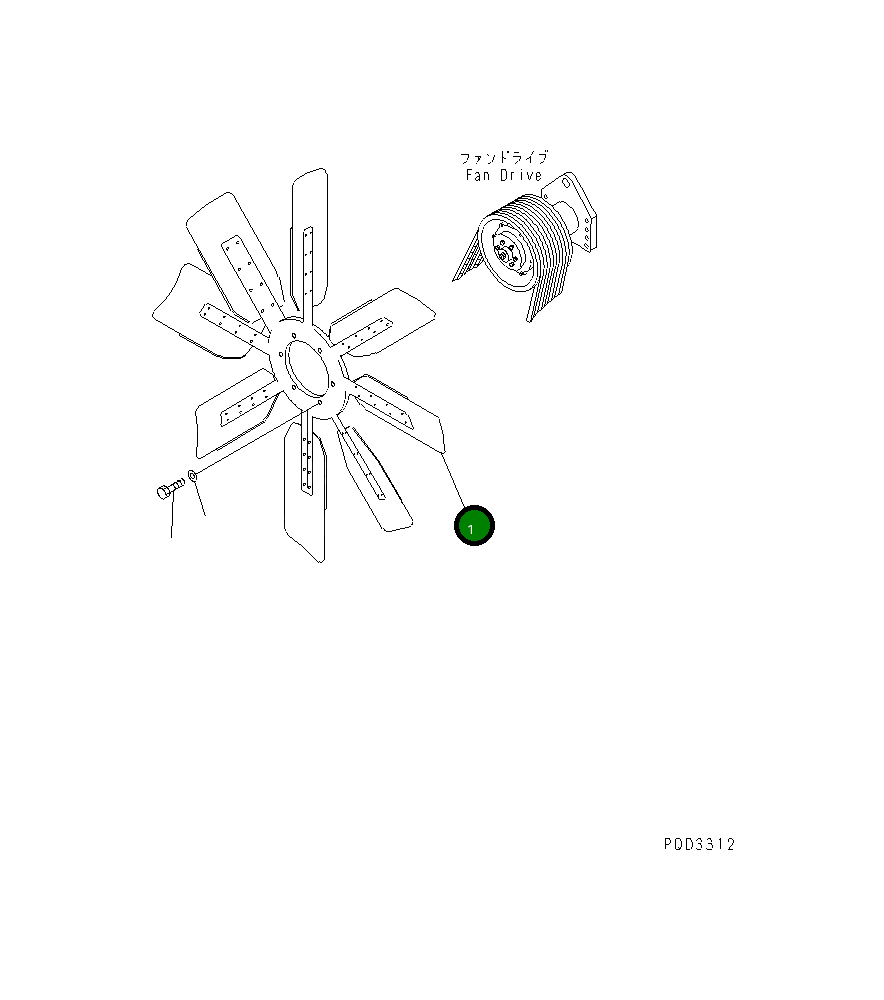 Вентилятор охлаждения 600-633-1500 Komatsu