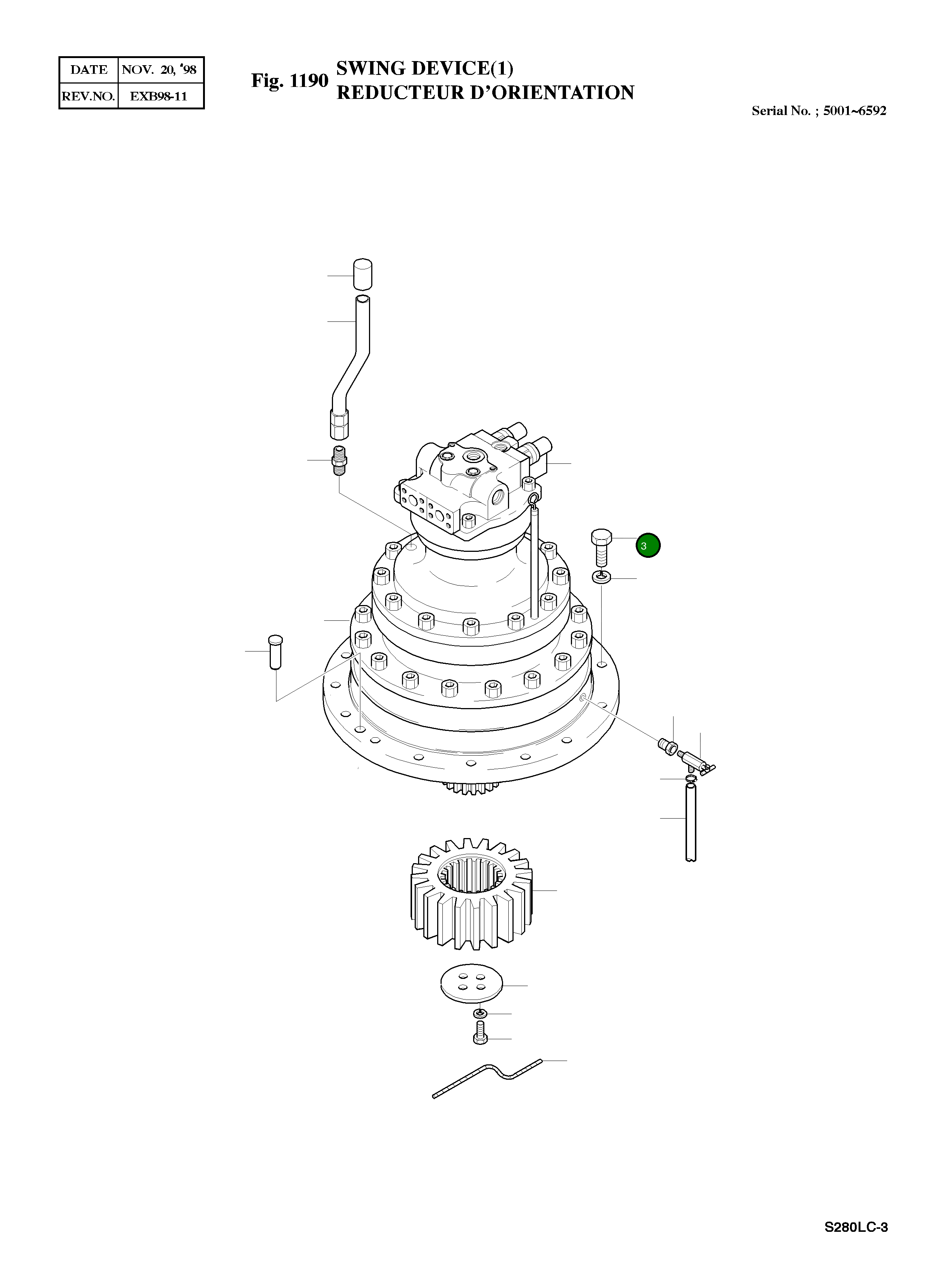 Болт M20X1.5X70 S0770261 Komatsu
