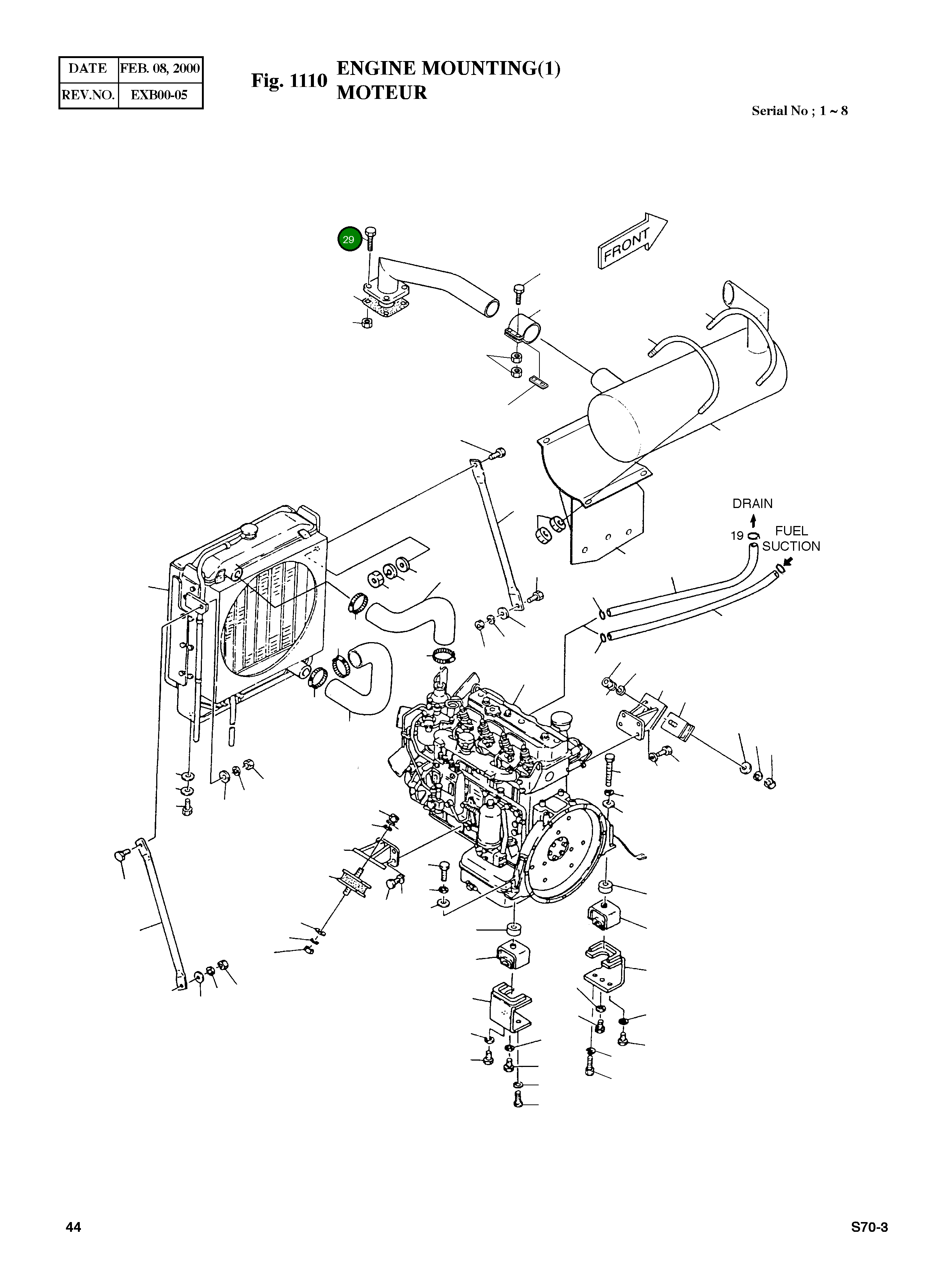 Болт M10X1.25X45 S0758453 Komatsu