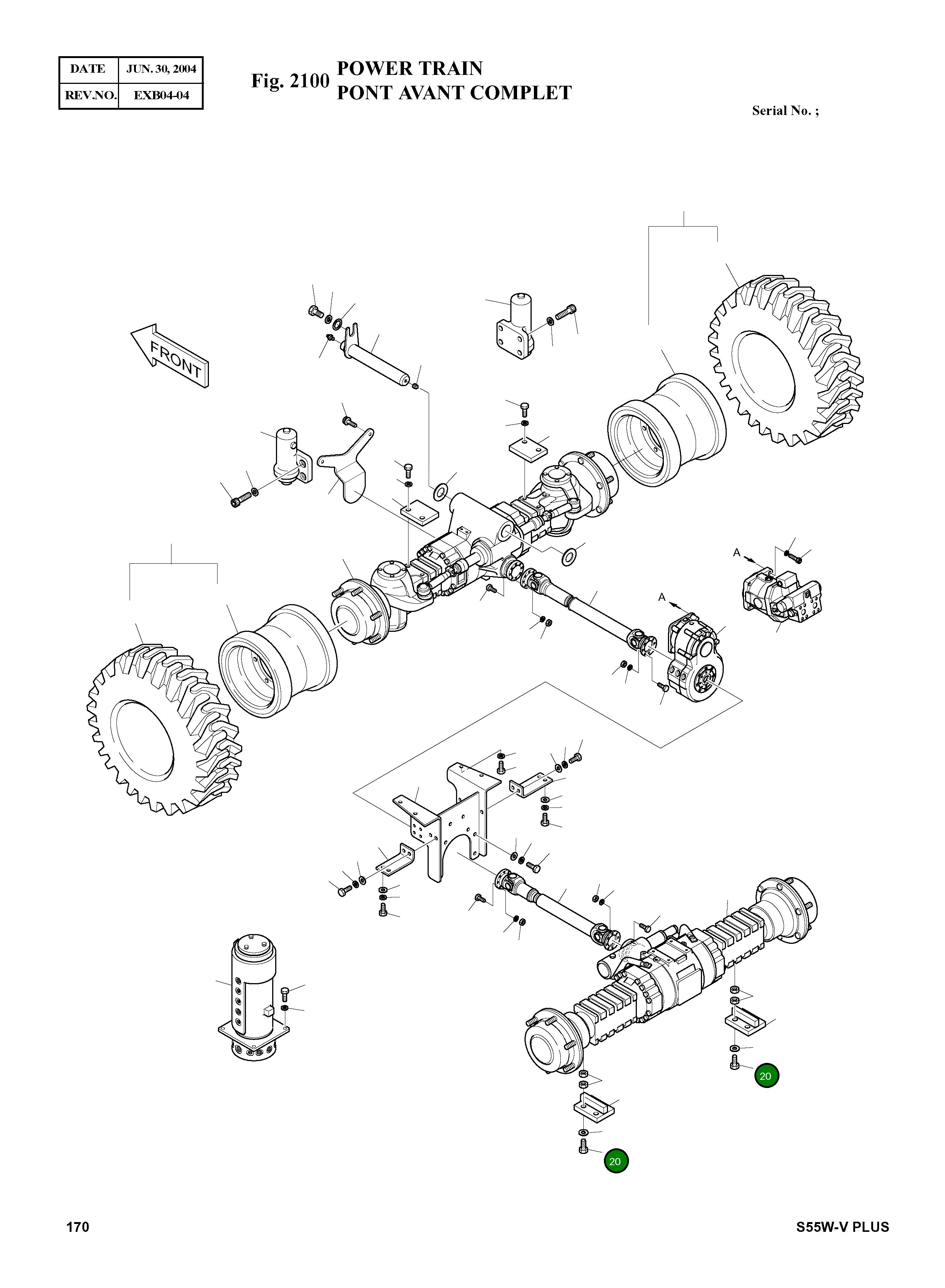 Болт M20X2.5X210 120-00145 Komatsu