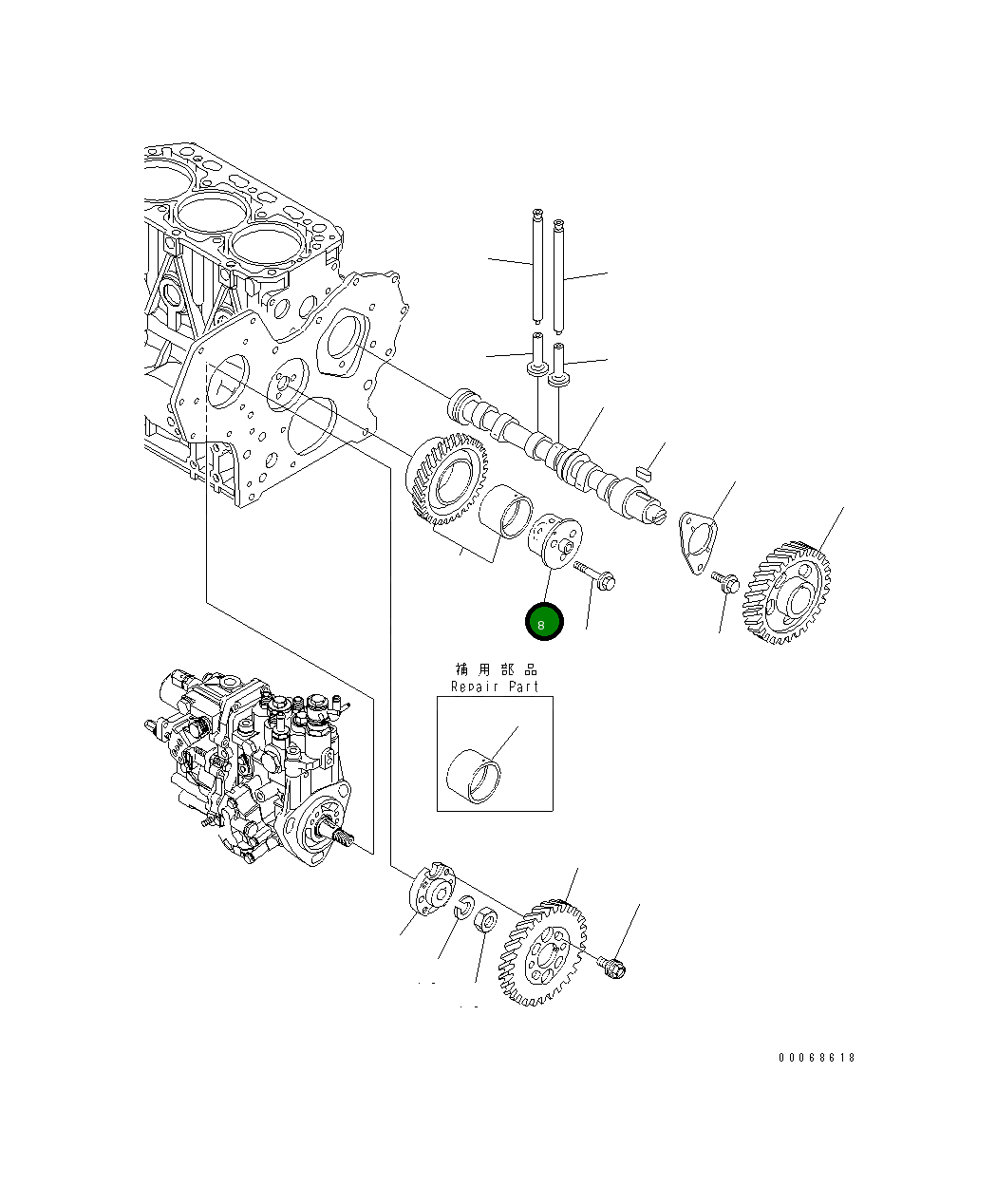 Вал YM119803-25050 Komatsu