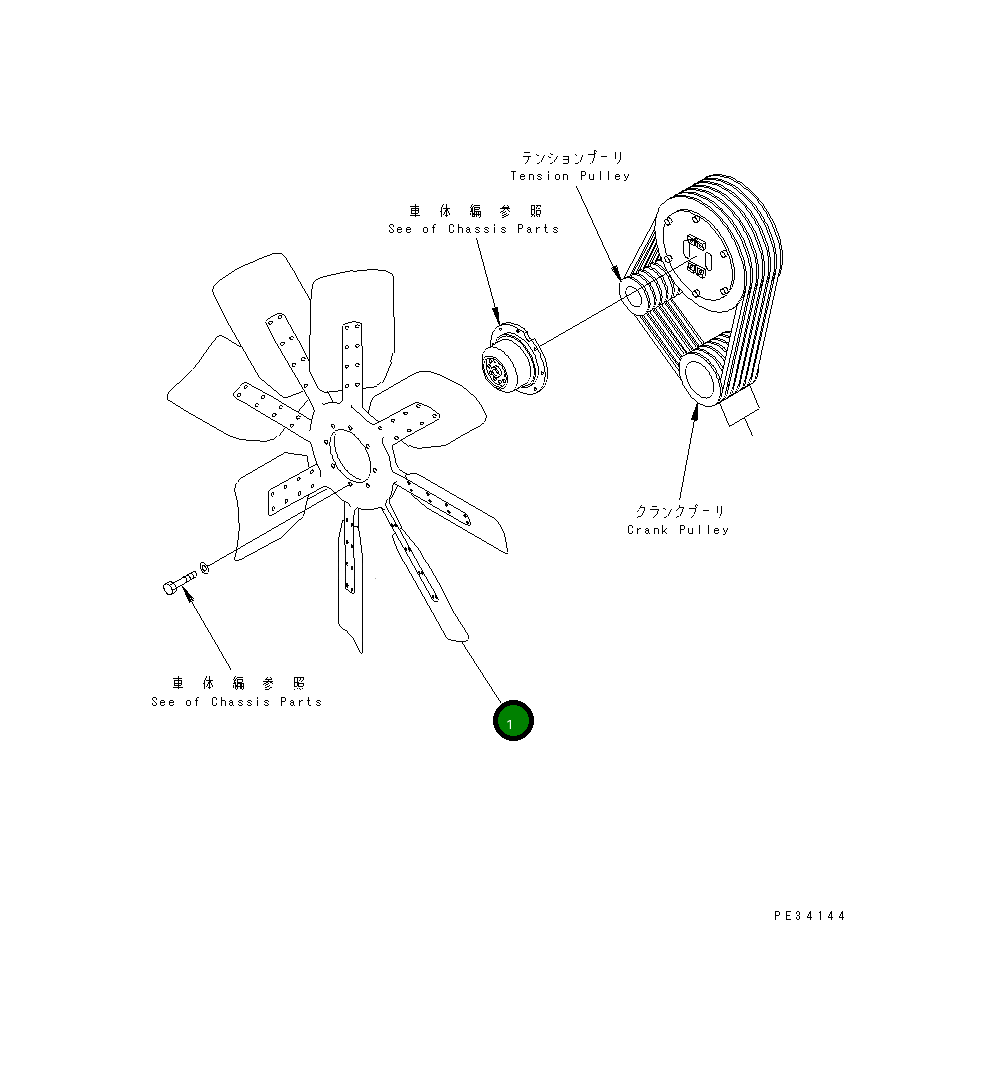 Вентилятор охлаждения 600-643-1780 Komatsu