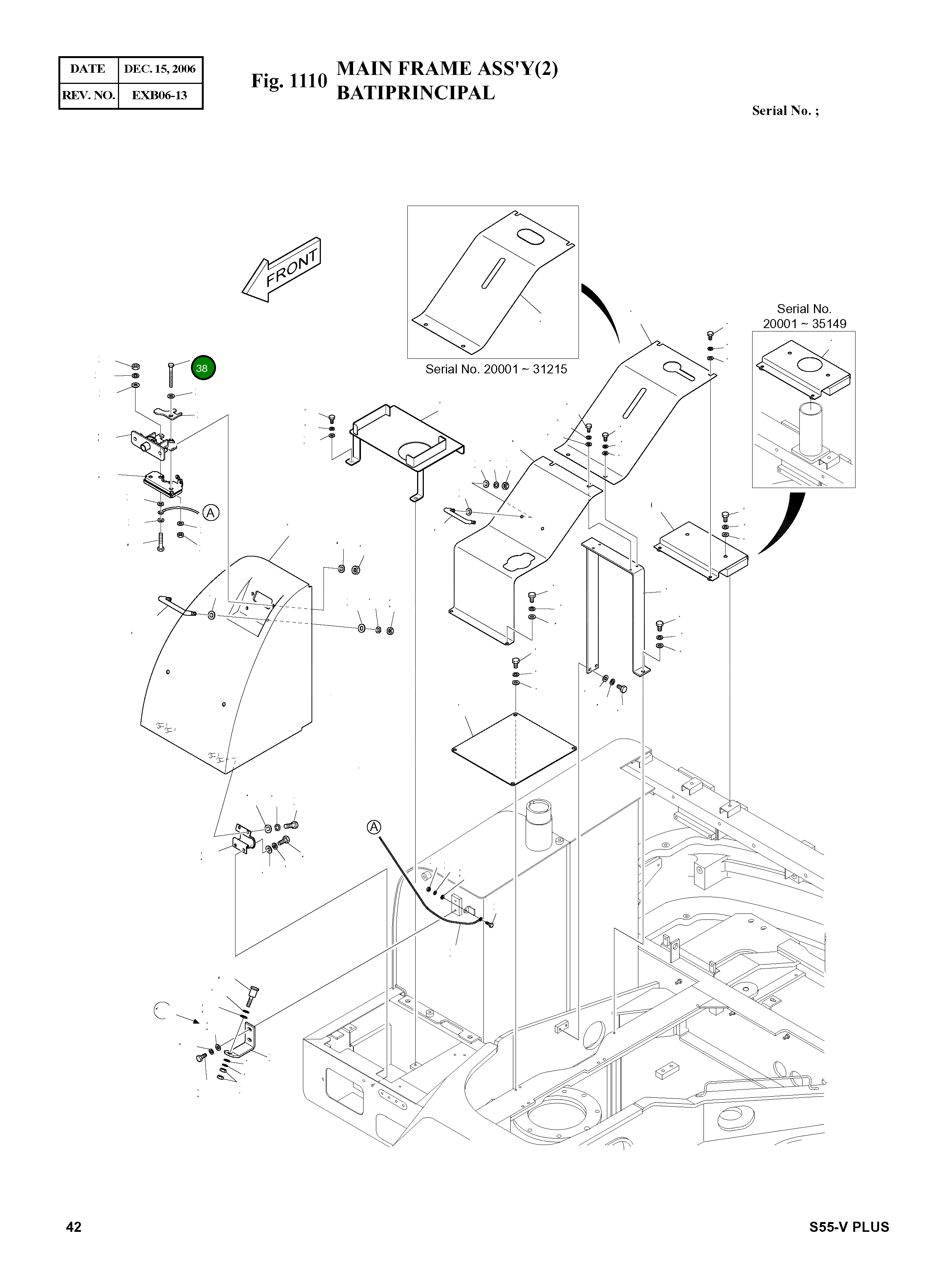 Болт M6X1.0X65 S0553953 Komatsu