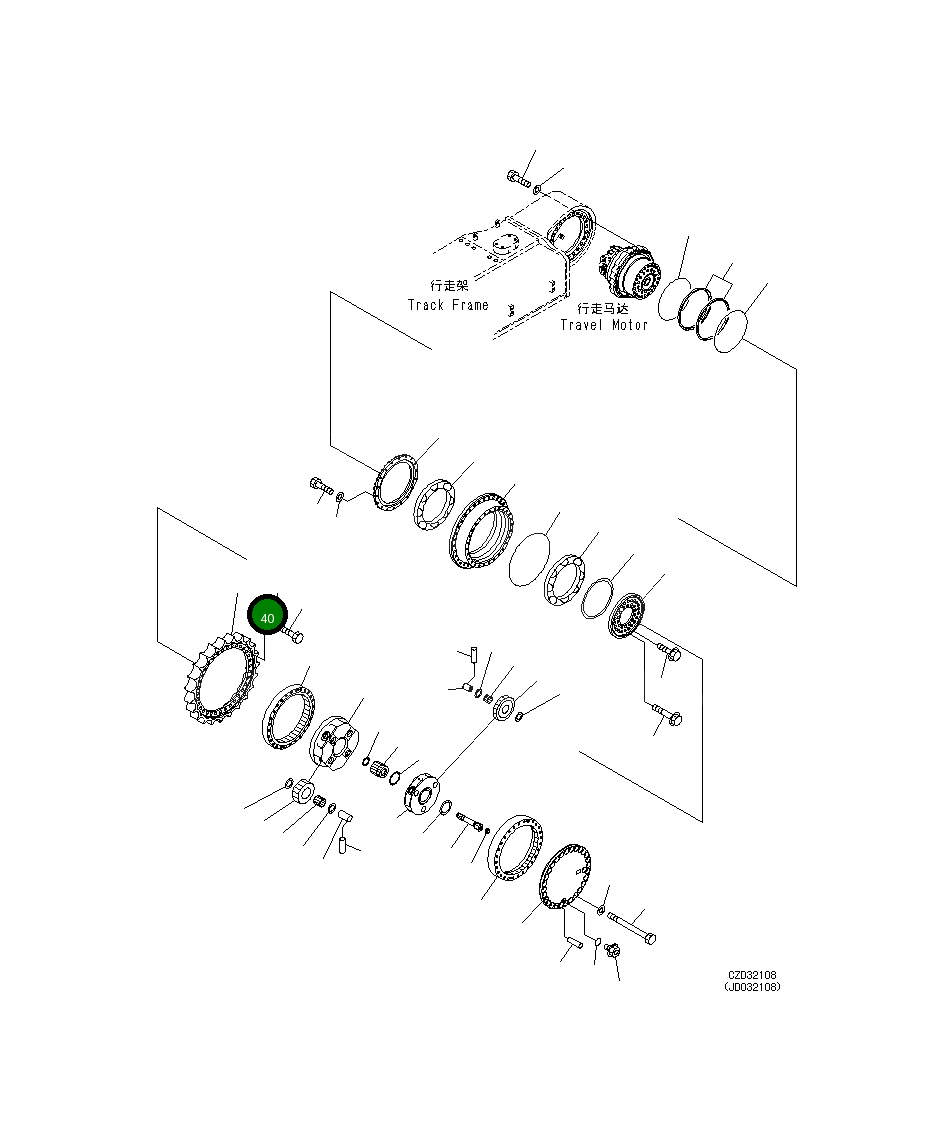 Ведущая звезда 21M-27-11220 Komatsu
