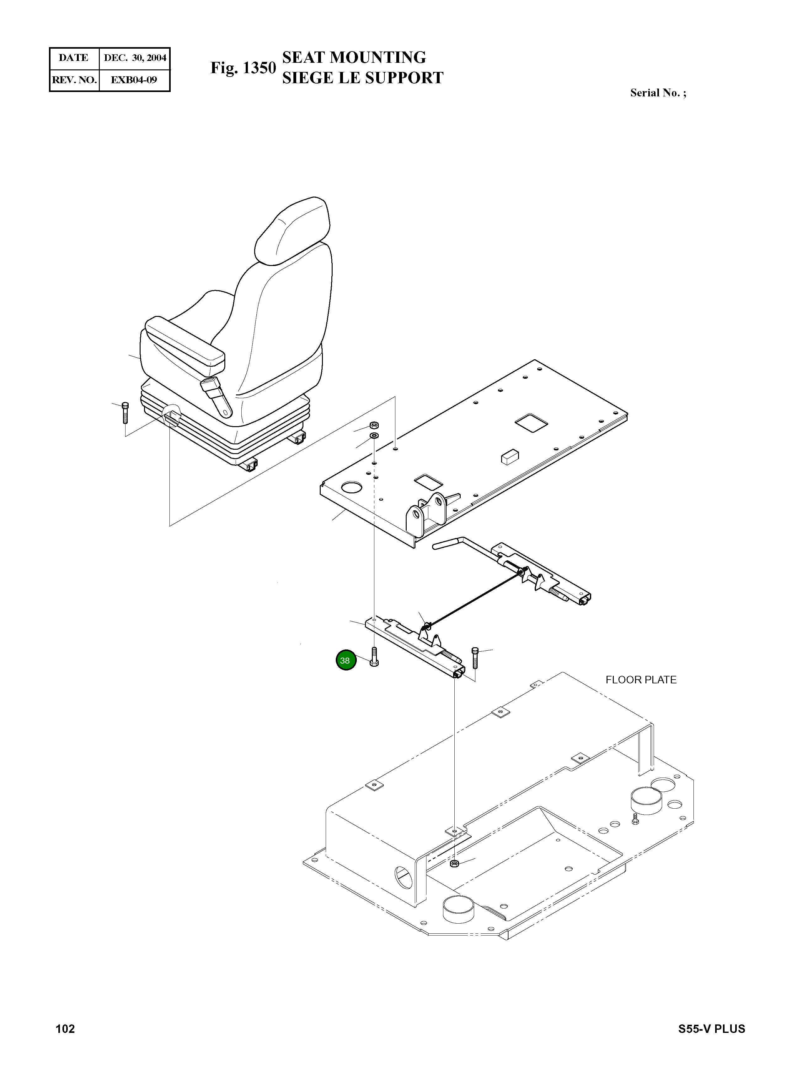 Болт M8X1.25X40 S0509463 Komatsu