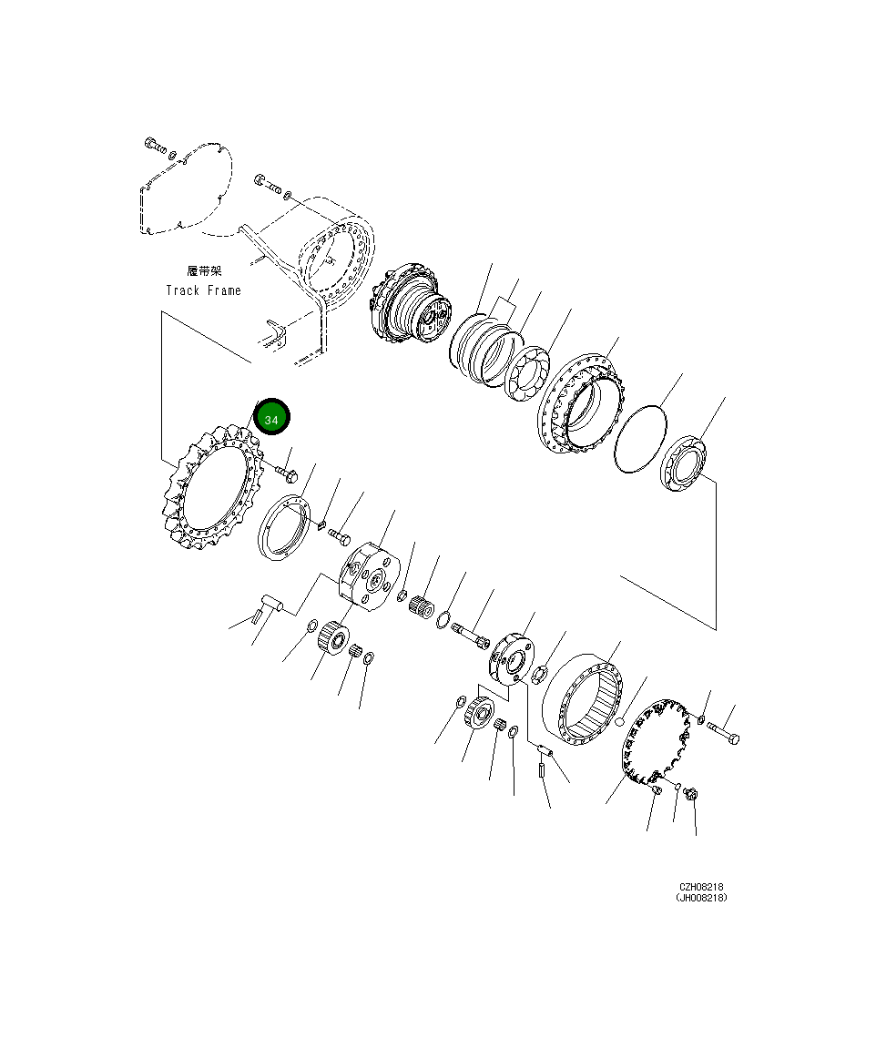 Ведущая звезда 207-27-72270 Komatsu