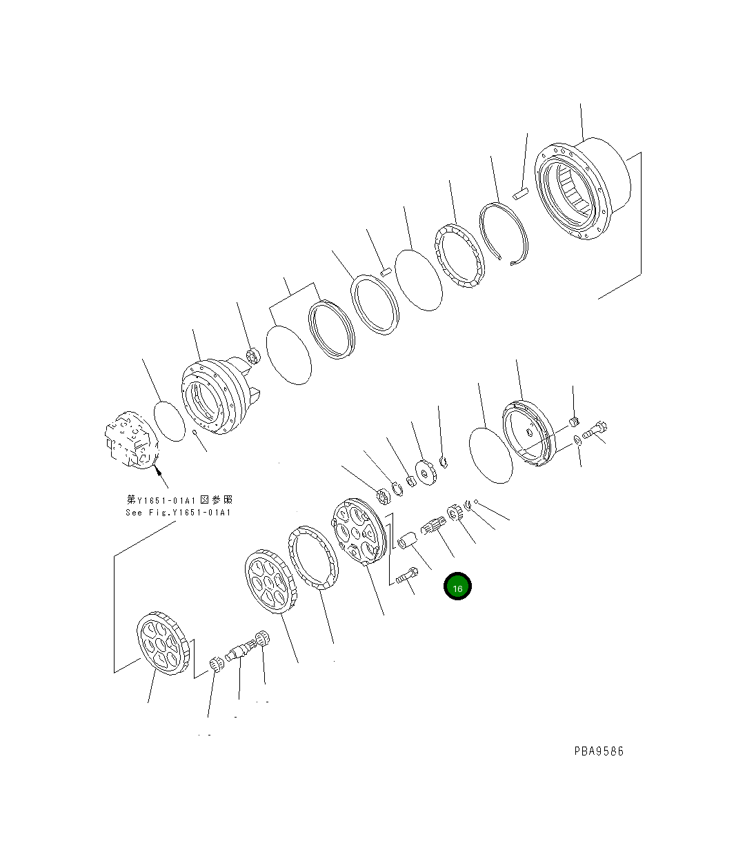 Вал TZ225B1016-00 Komatsu