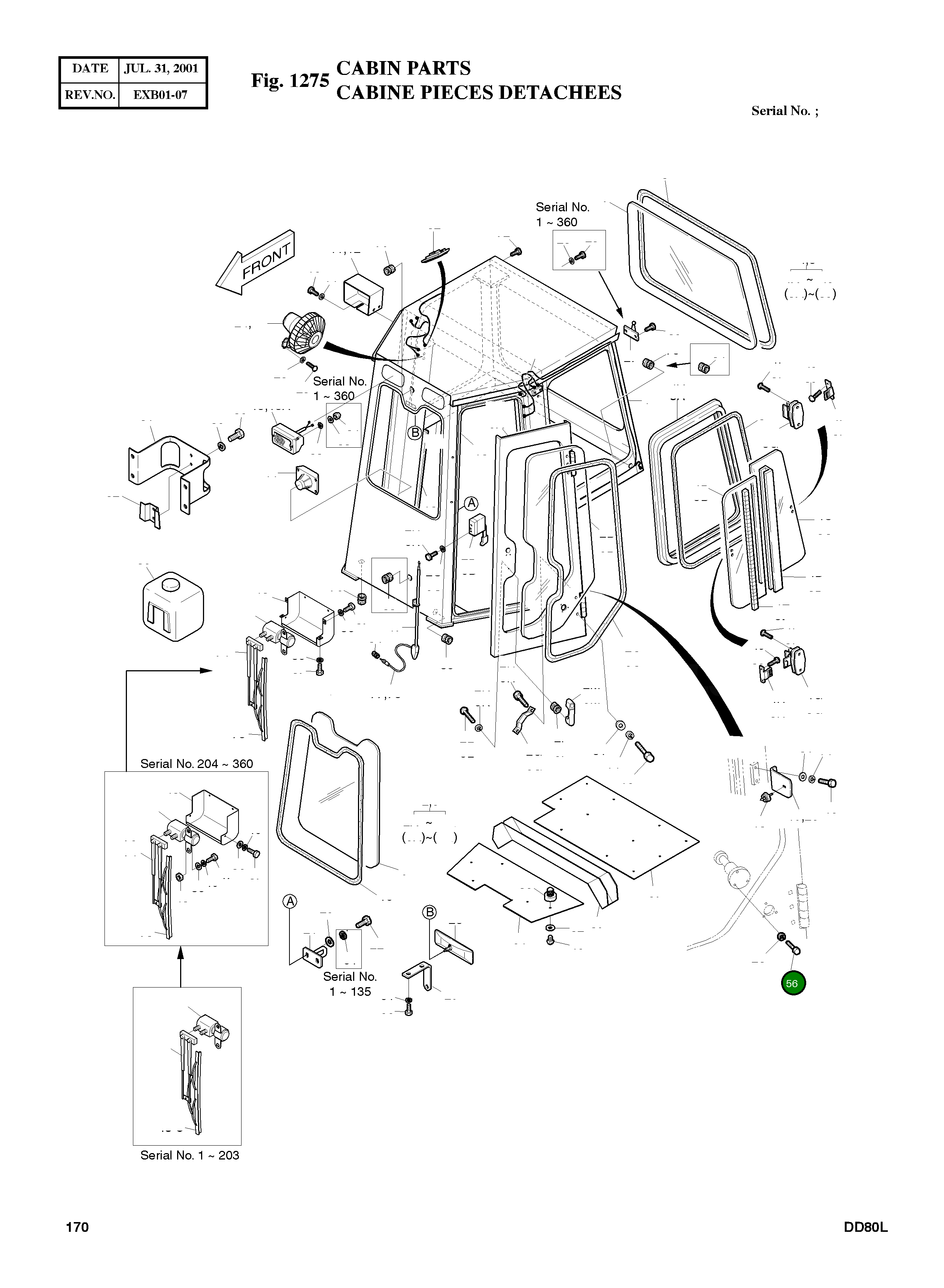 Болт M5X0.8X20 S0503353 Komatsu