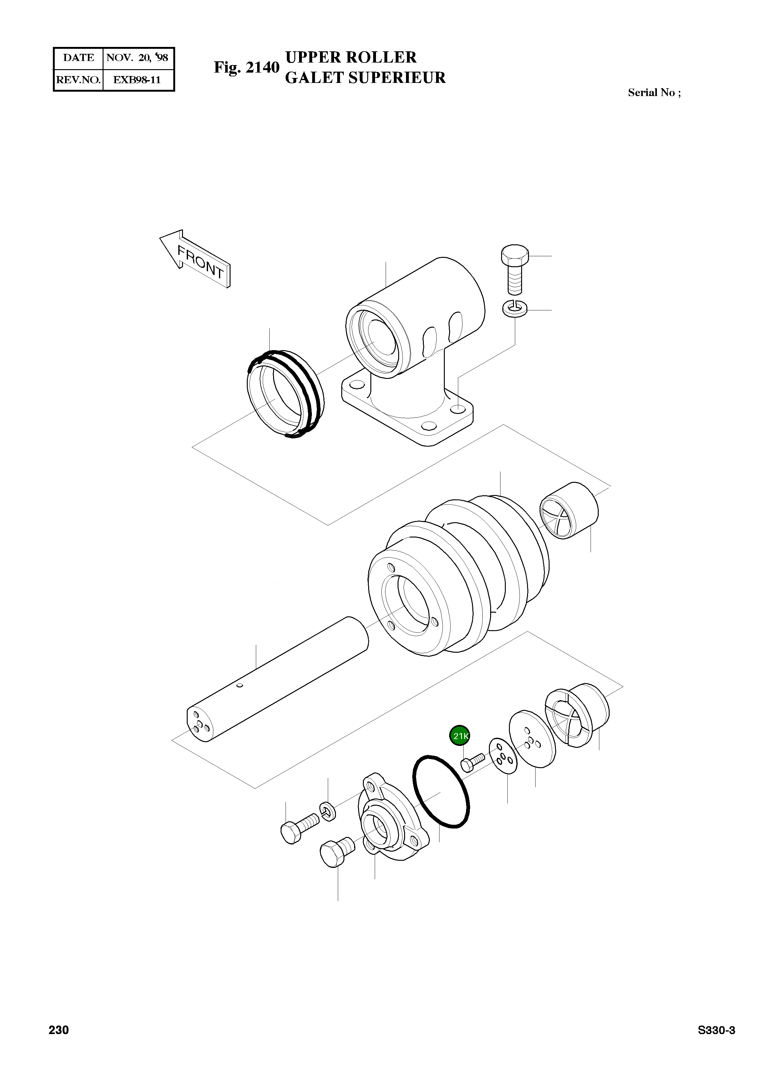 Болт M8X1.25X20 S0508861 Komatsu