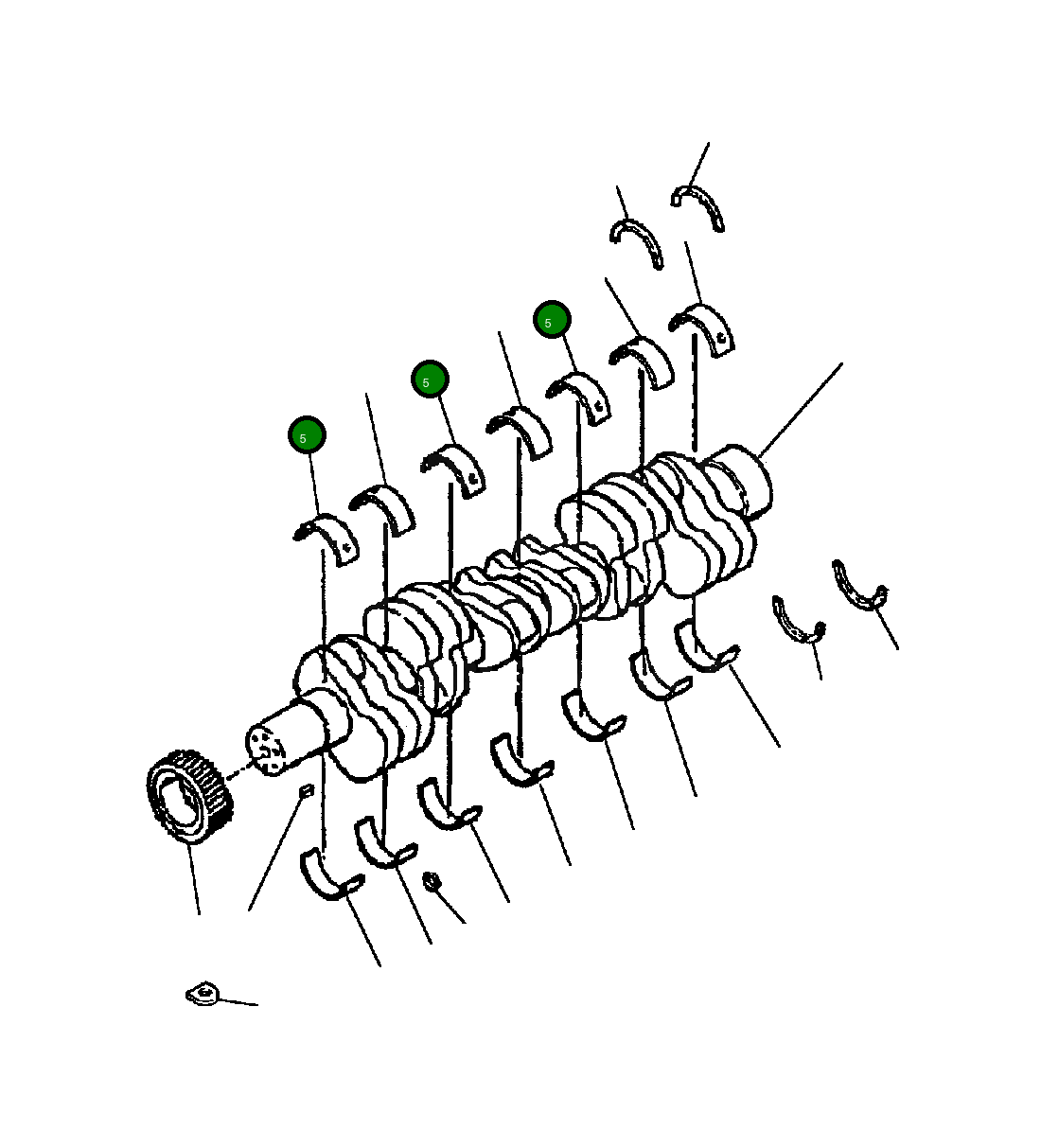 Верхний коренной подшипник 1, 3 и 5 1239 421 H1 Komatsu