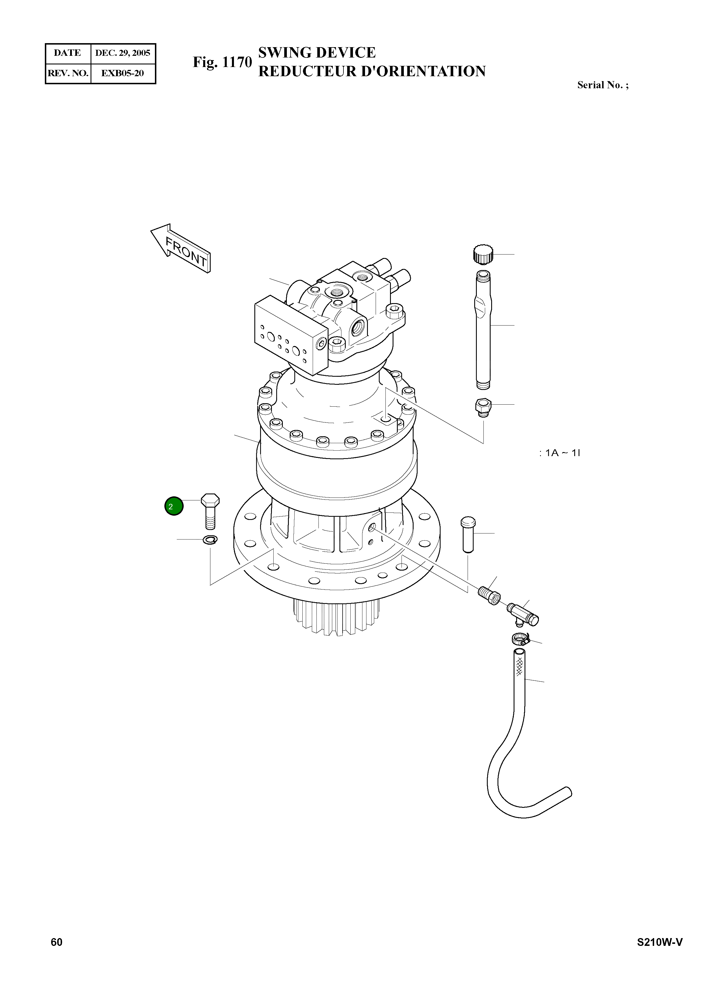 Болт M20X2.5X65 S0570166 Komatsu