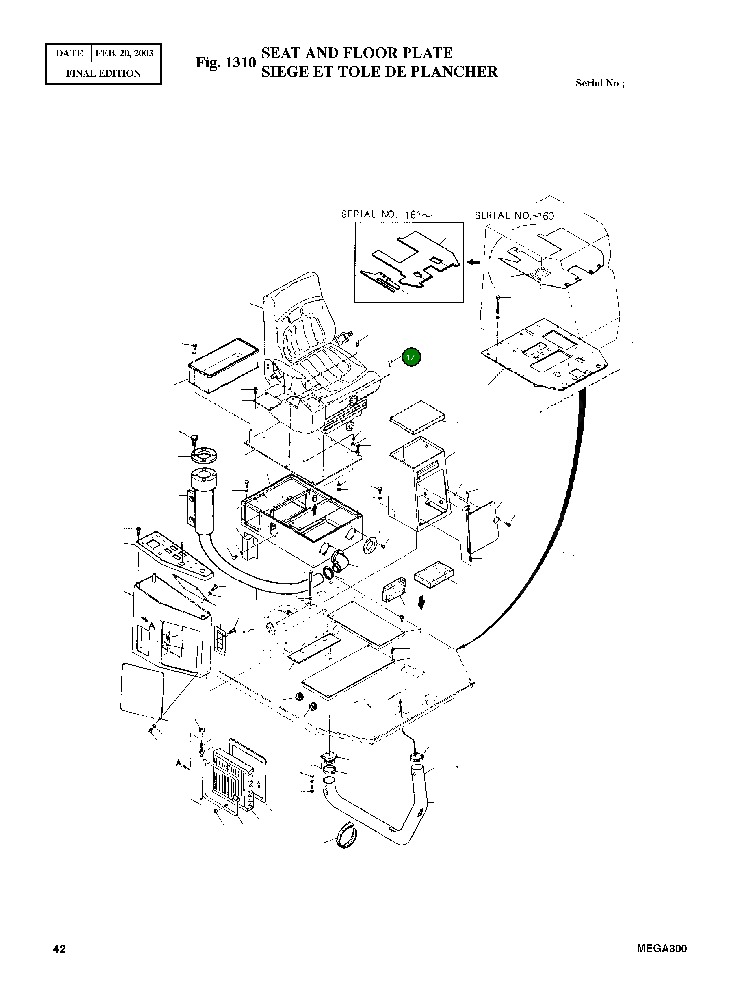Болт M8X1.0X25 S0709053 Komatsu