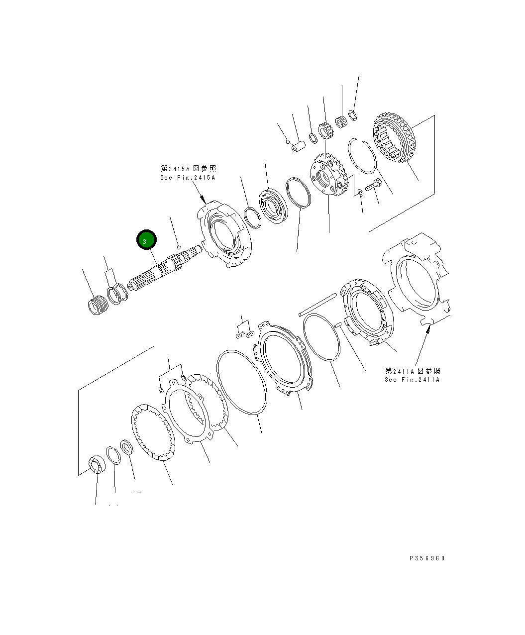 Вал 234-15-22120 Komatsu