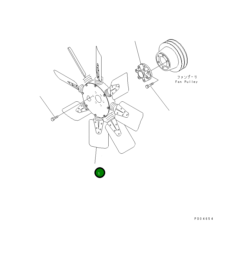 Вентилятор реверсивный 600-614-2740 Komatsu