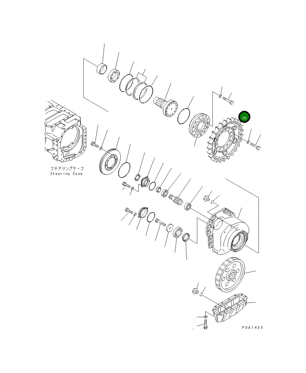 Ведущая звезда 124-27-51154 Komatsu