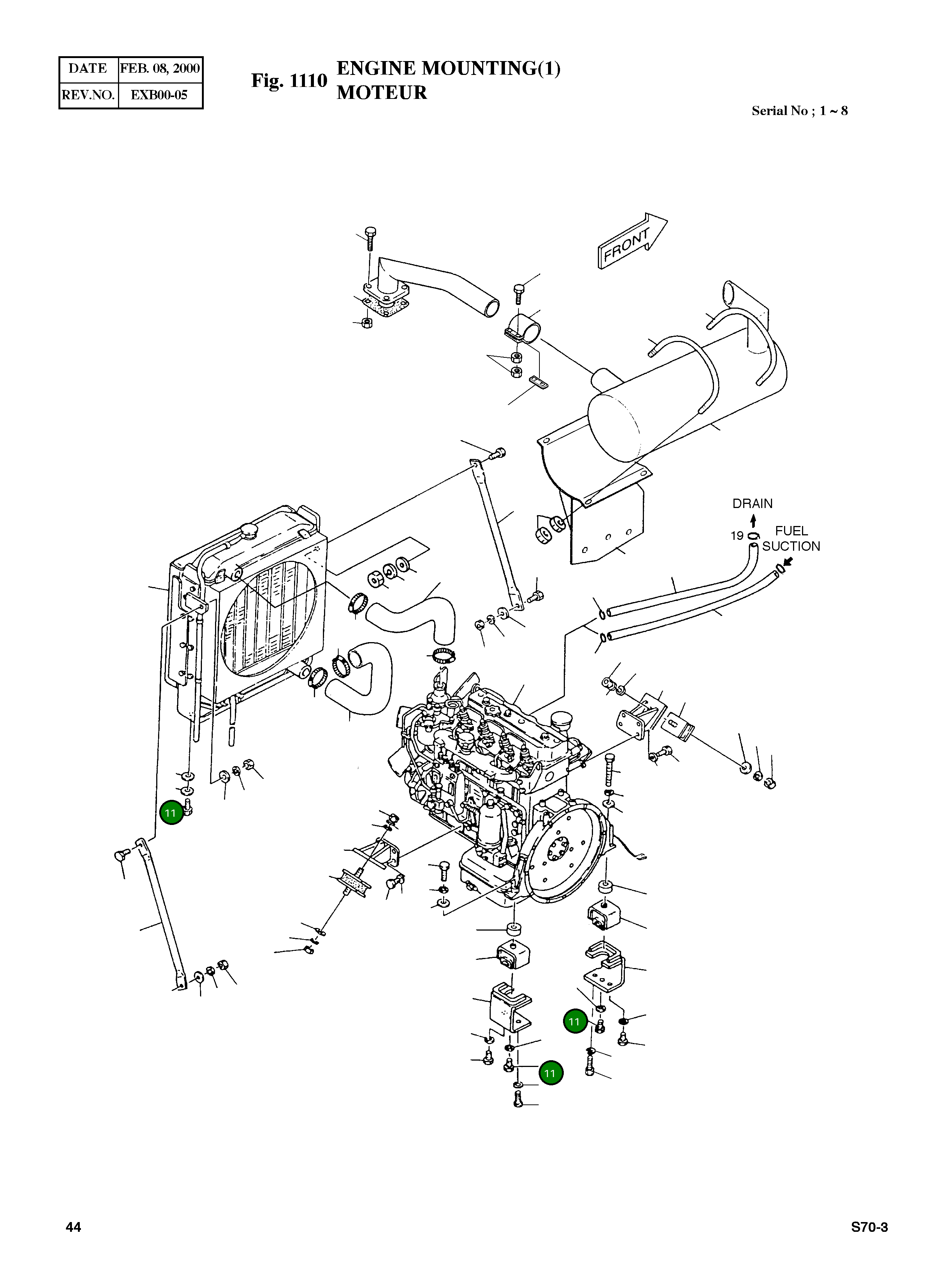 Болт M16X1.5X45 S0721551 Komatsu