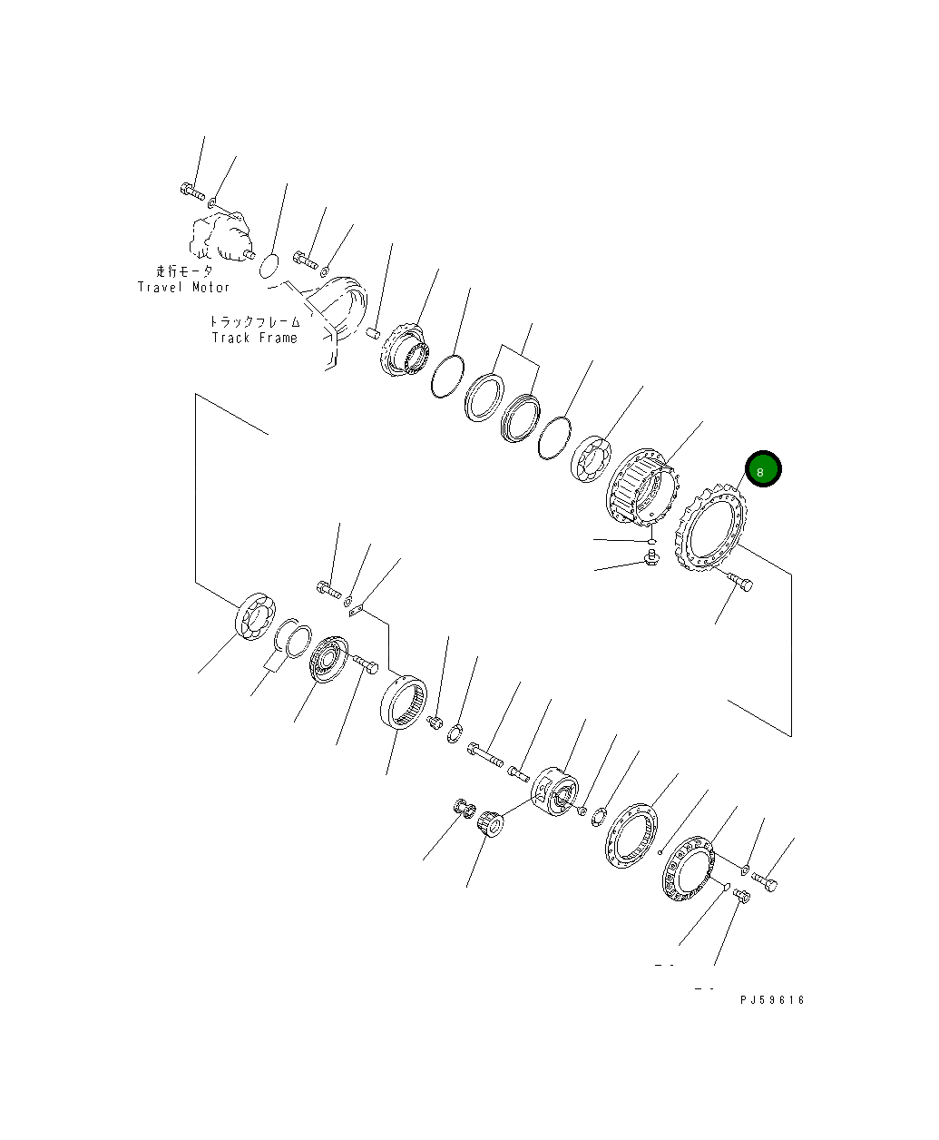 Ведущая звезда 20Y-27-11580 Komatsu