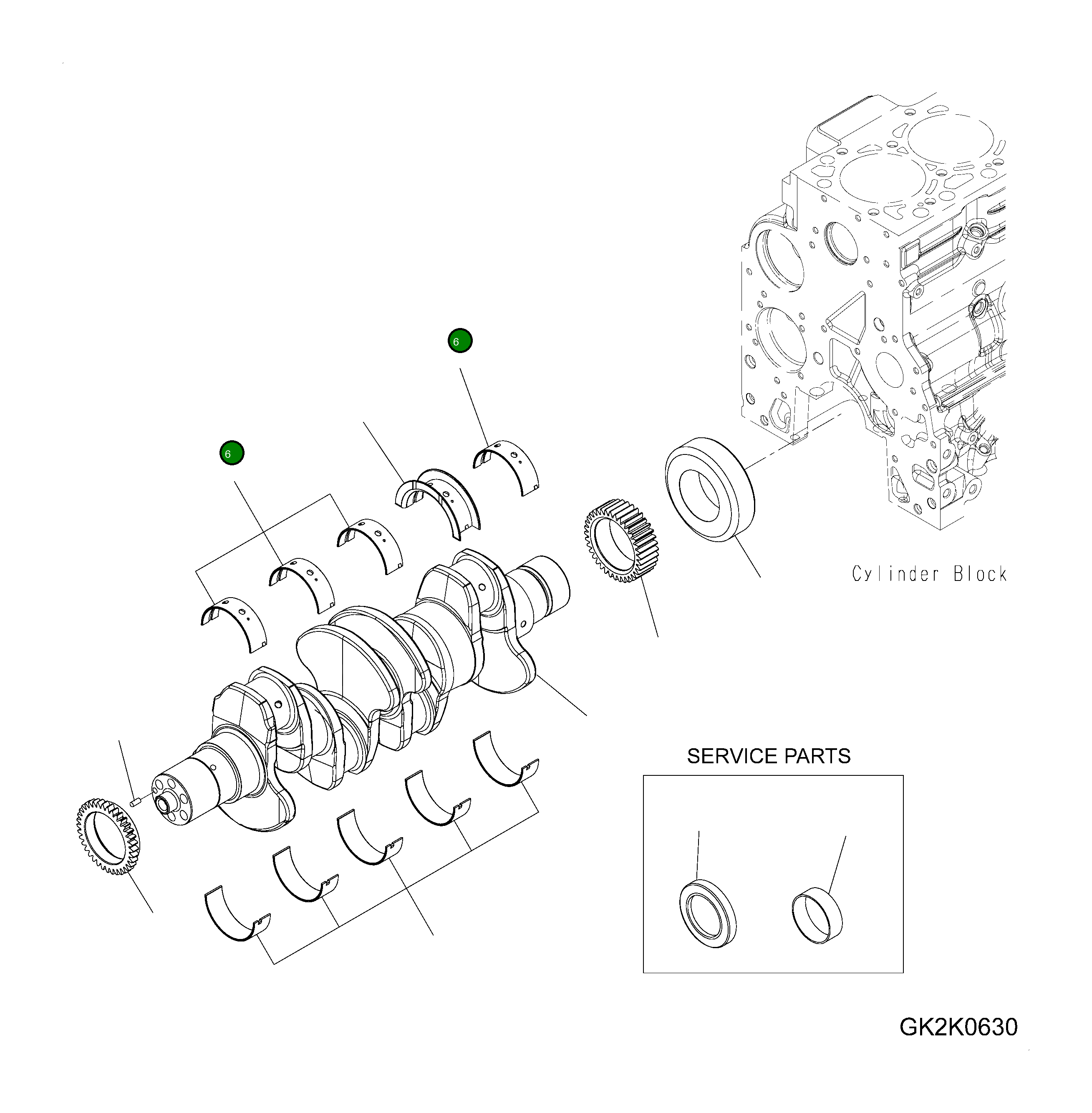Верхний коренной подшипник 6754-22-8120 Komatsu