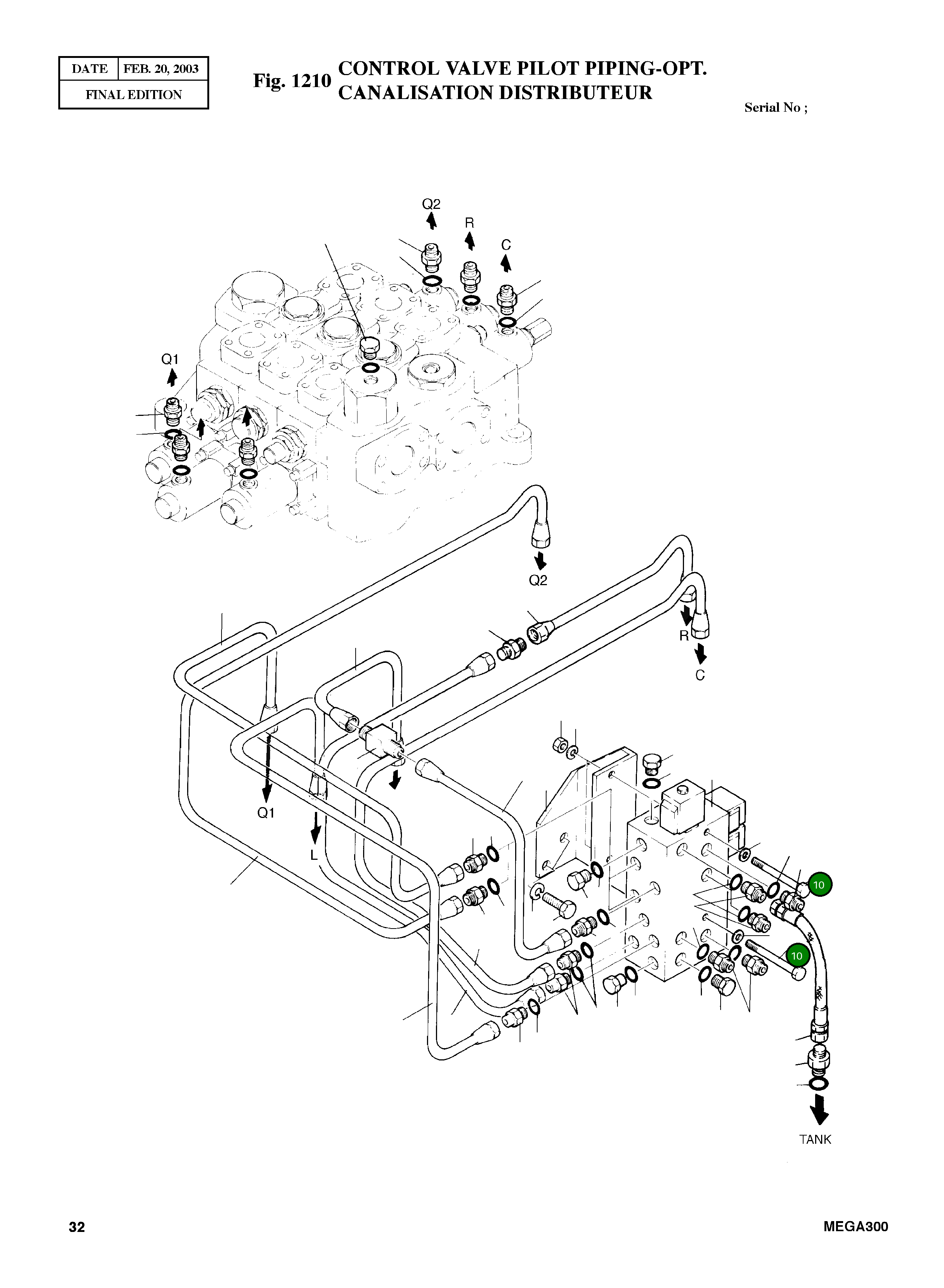 Болт M8X1.25X80 S0556953 Komatsu