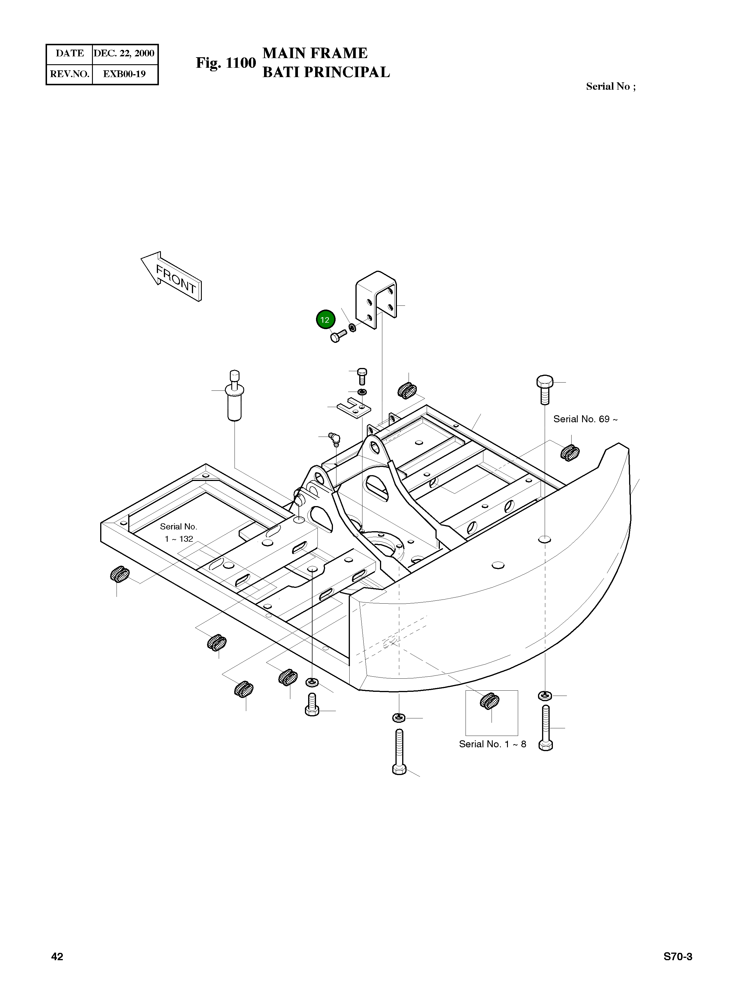 Болт M8X1.25X10 S0508353 Komatsu