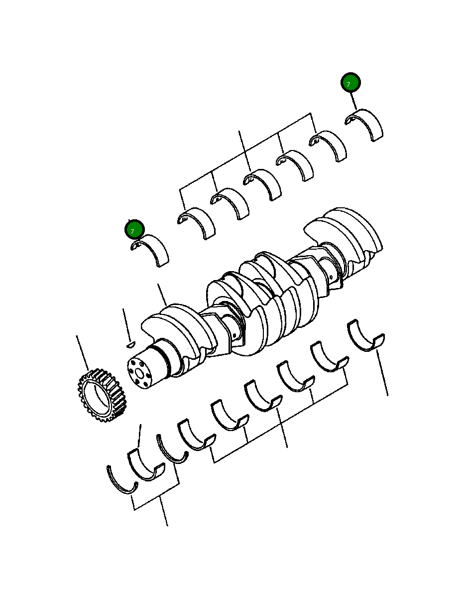 Верхний коренной подшипник №1 и №7 1238 689 H1 Komatsu