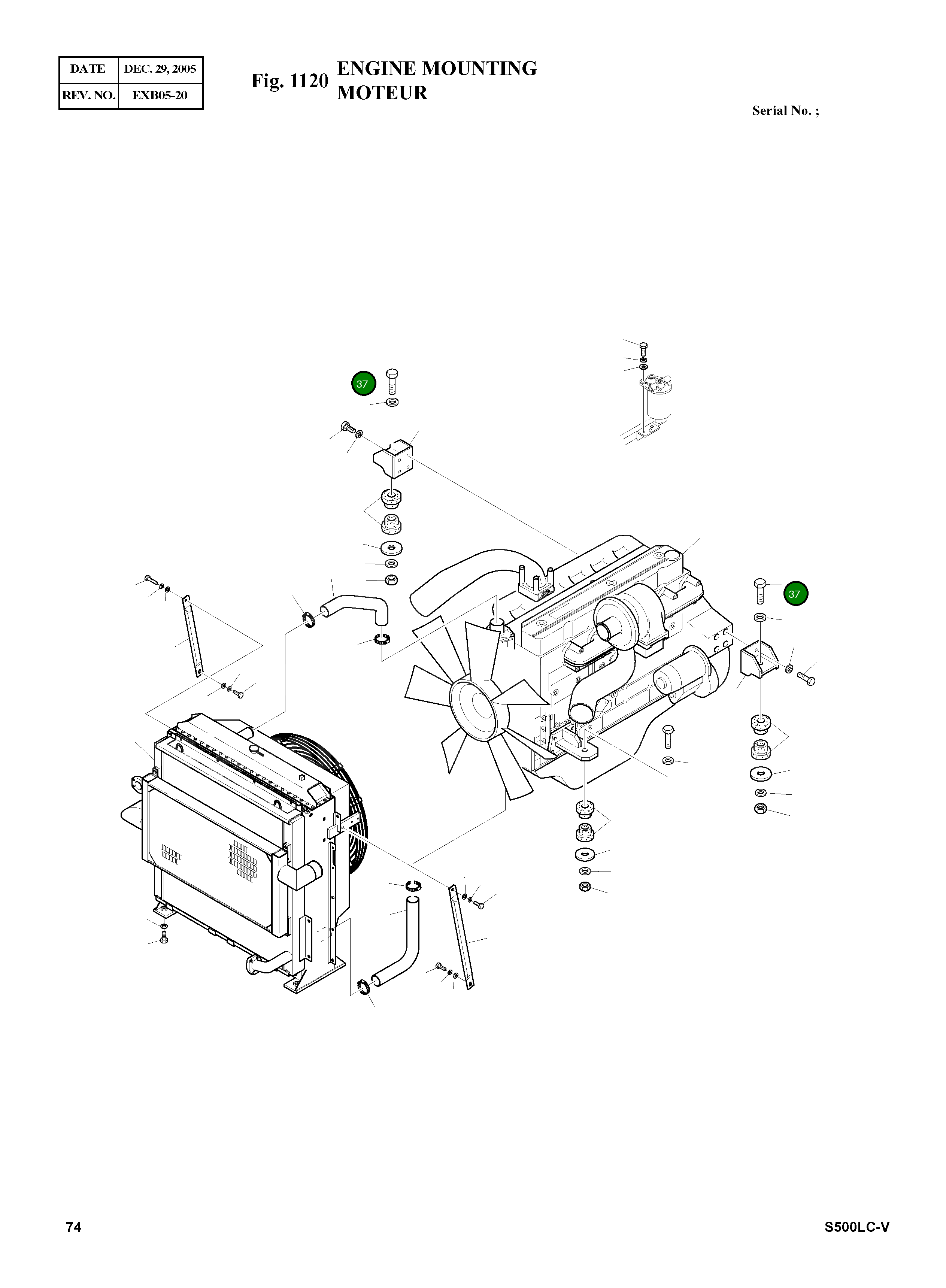 Болт M20X1.5X140 S0771566 Komatsu