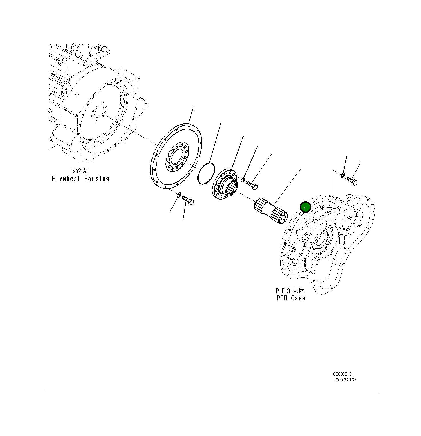 Вал 21M-38-21580 Komatsu