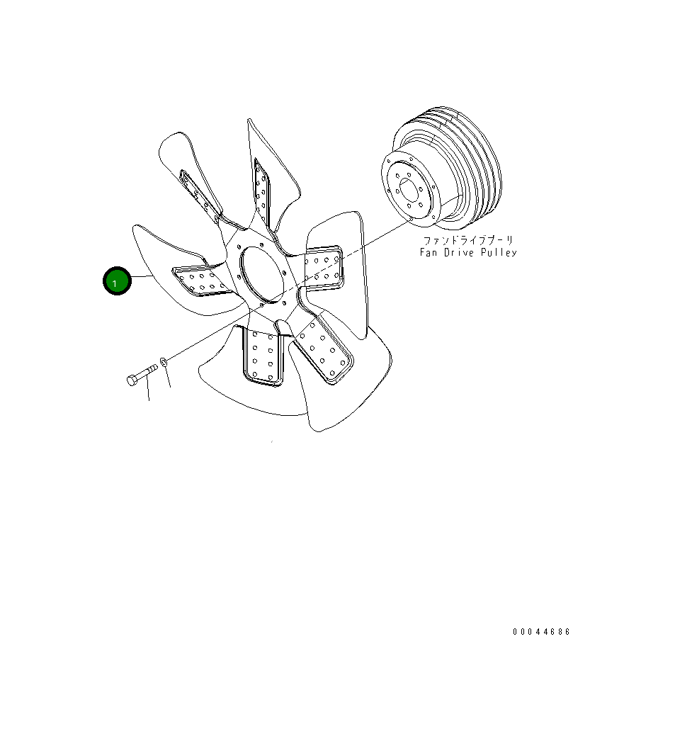 Вентилятор всасывающий 600-645-7200 Komatsu