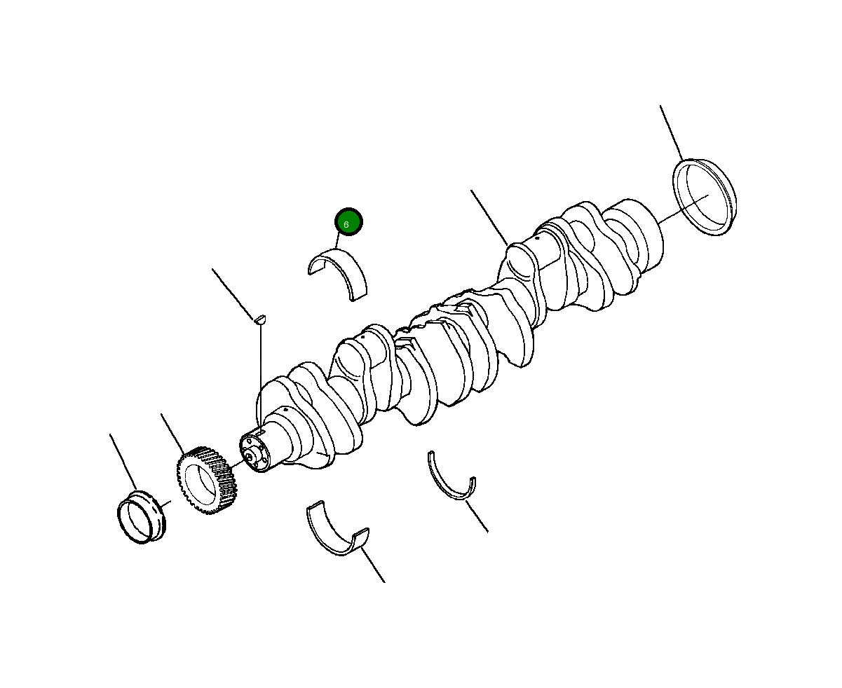 Верхний коренной подшипник 1246 139 H1 Komatsu