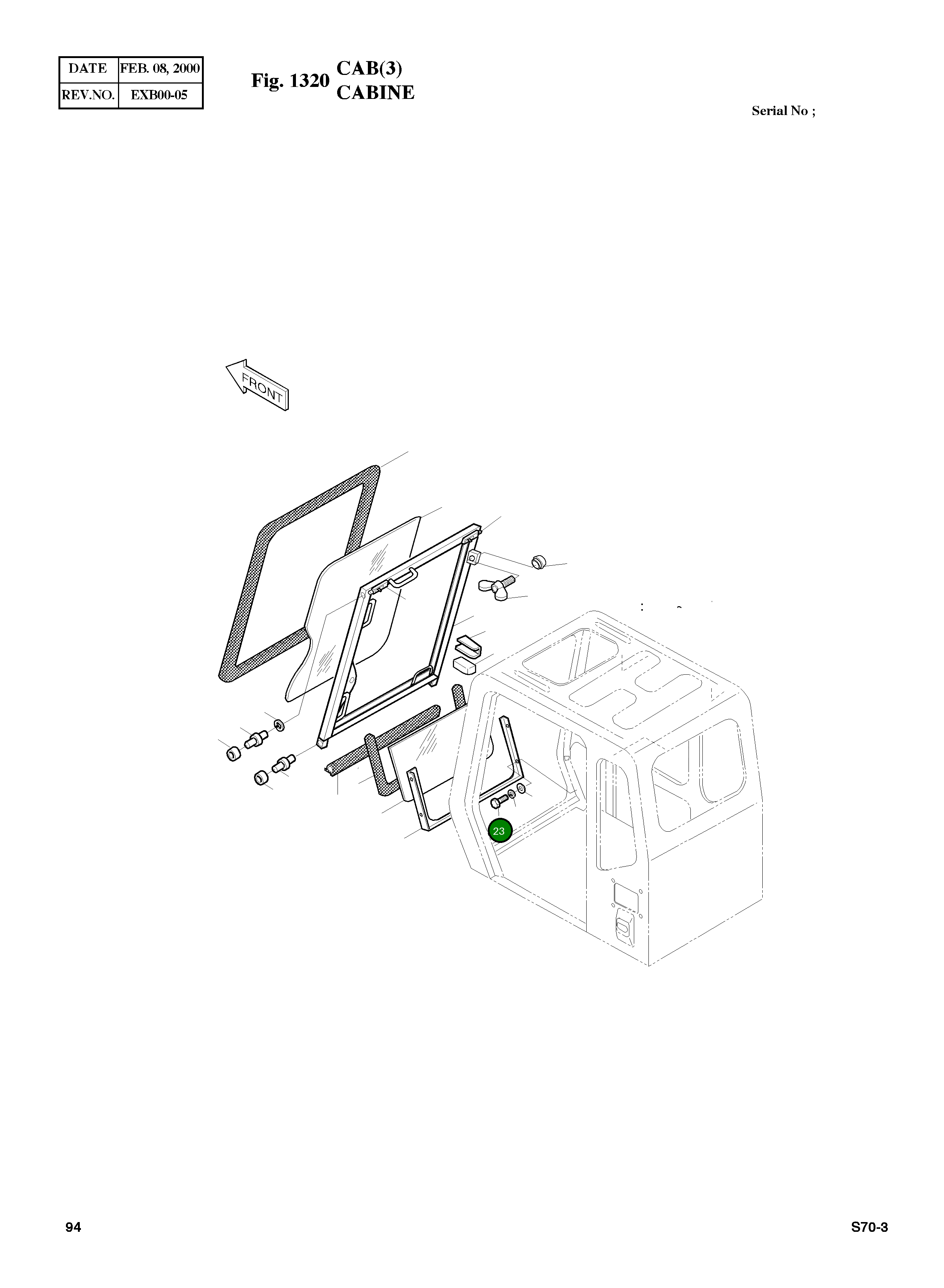 Болт M8X1.25X20 S0508852 Komatsu