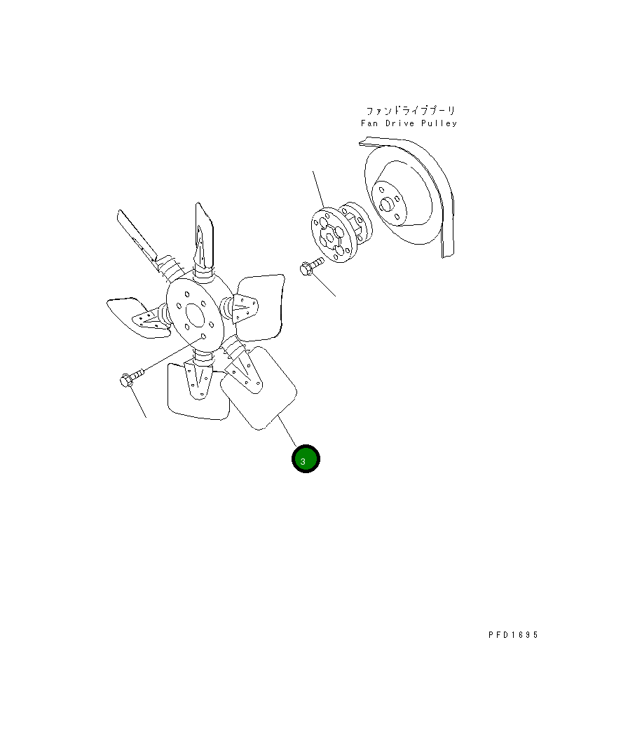 Вентилятор реверсивный 600-614-2510 Komatsu