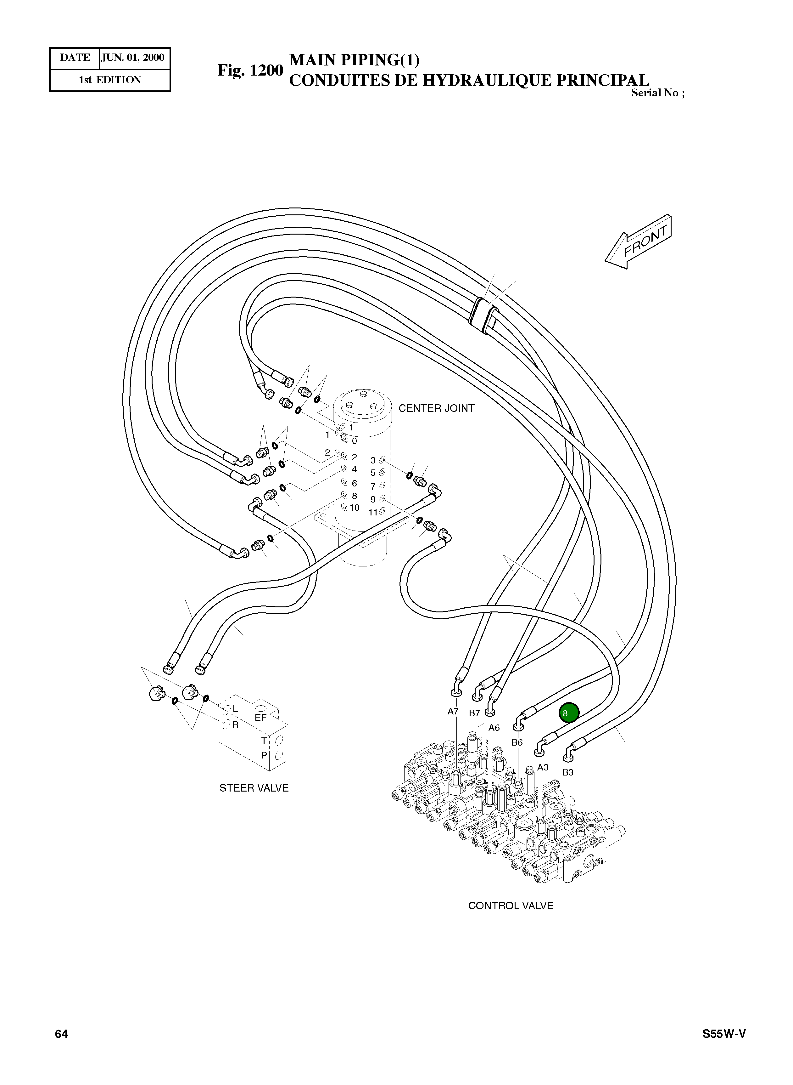 Шланг PF3/8-1350L 2184-1061D295 Komatsu