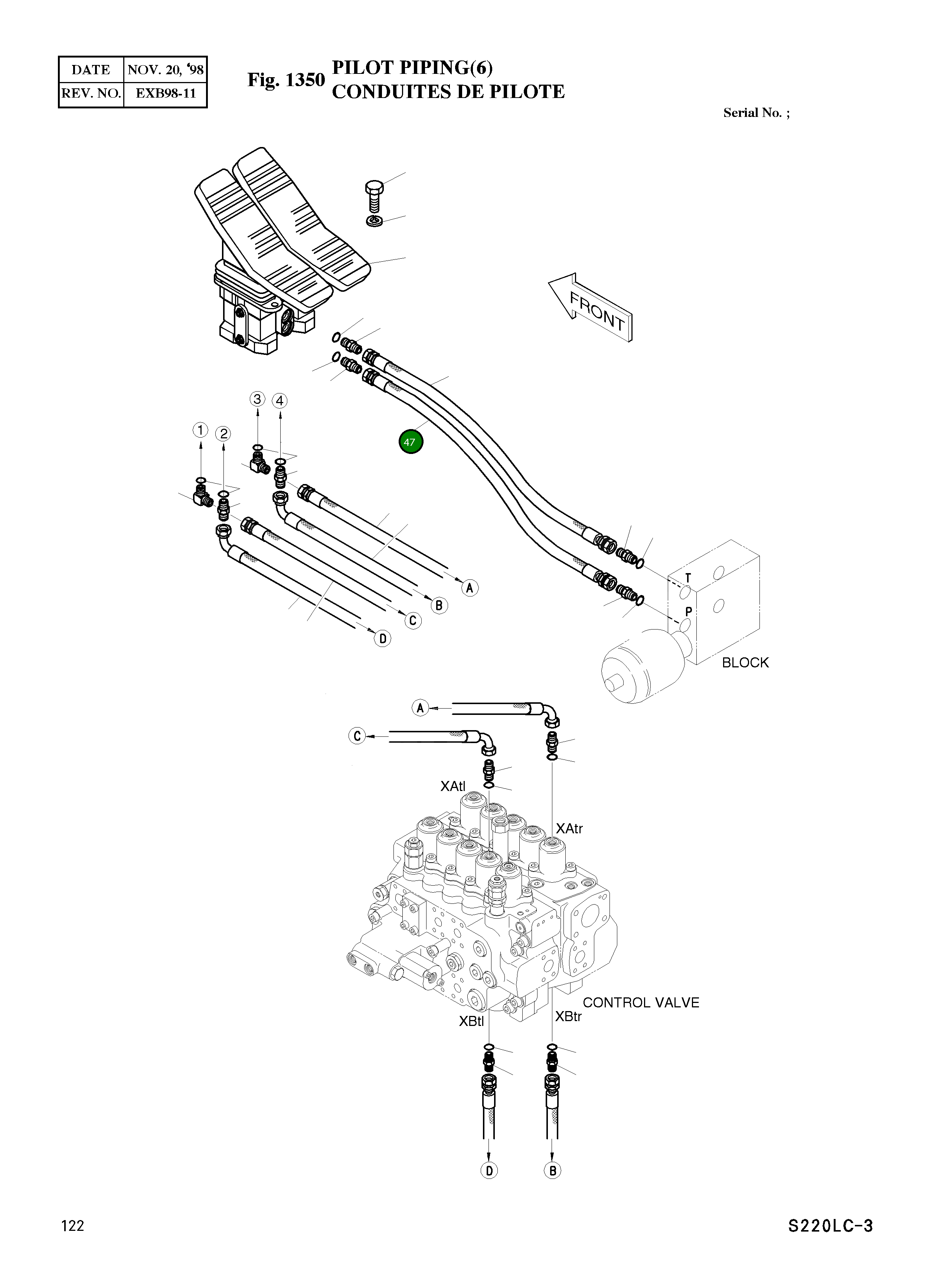 Шланг PF1/4-650L 2184-1045D158 Komatsu