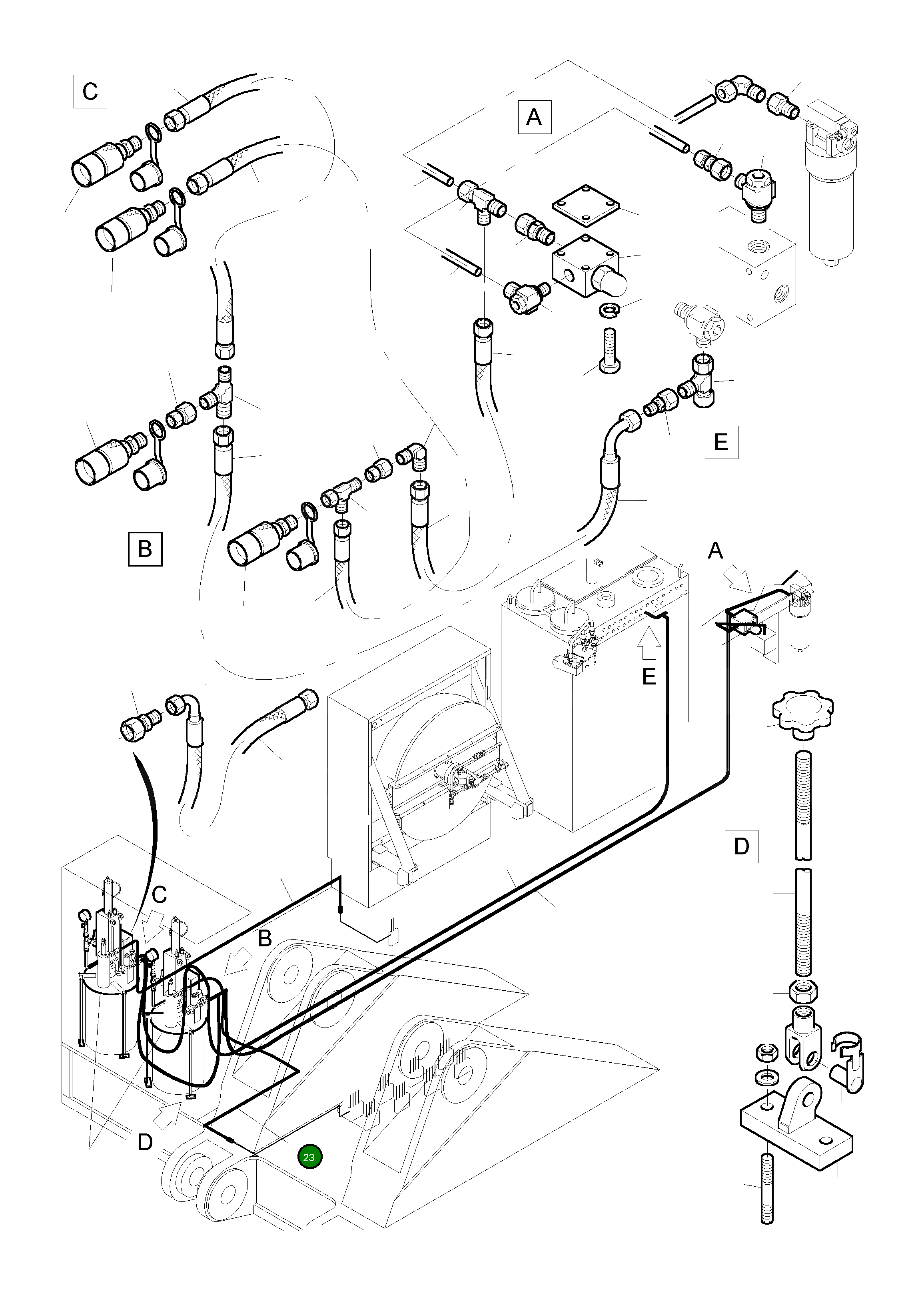 Шланг в сборе DN20 20x1500 516 969 98 Komatsu
